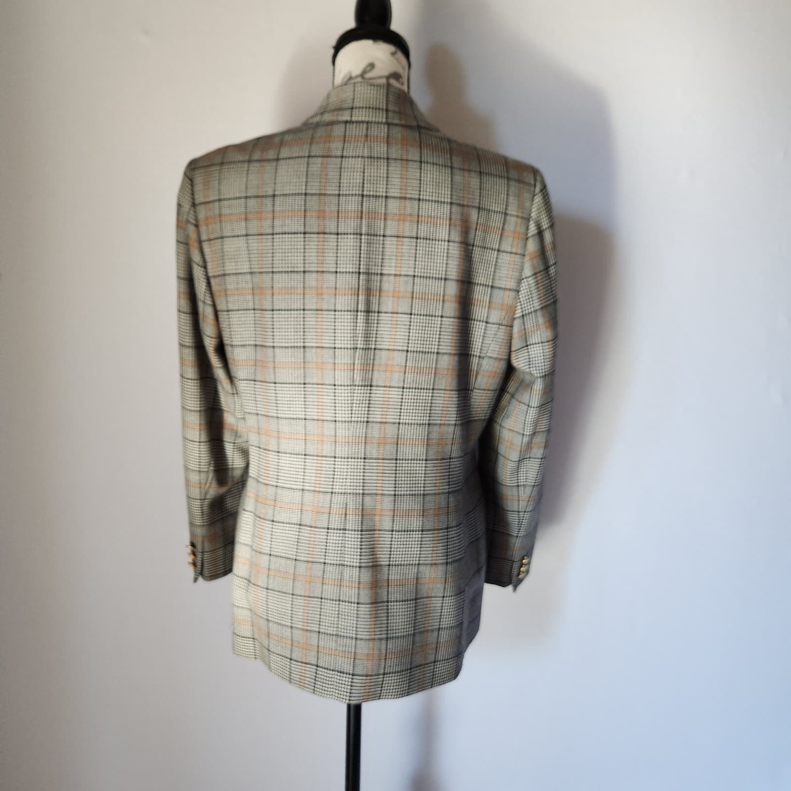 Vintage Pendleton Wool Plaid Houndstooth Double Breasted Blazer Gold Button P10 - Thumbnail 5