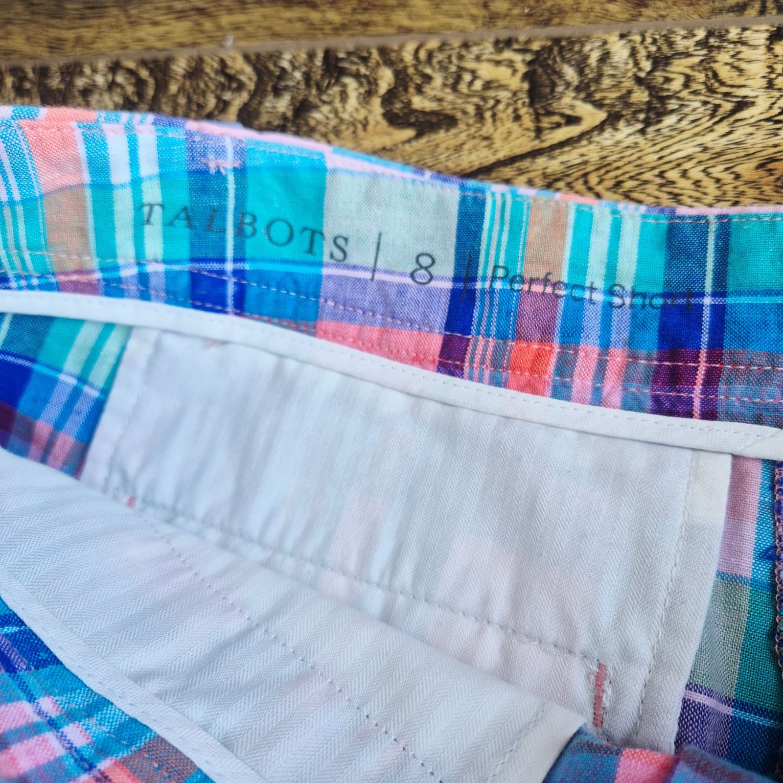 NWoT Talbots Perfect Shorts Bermuda 9.5" Madras Linen Blend Multicolor Women's 8 - Thumbnail 8