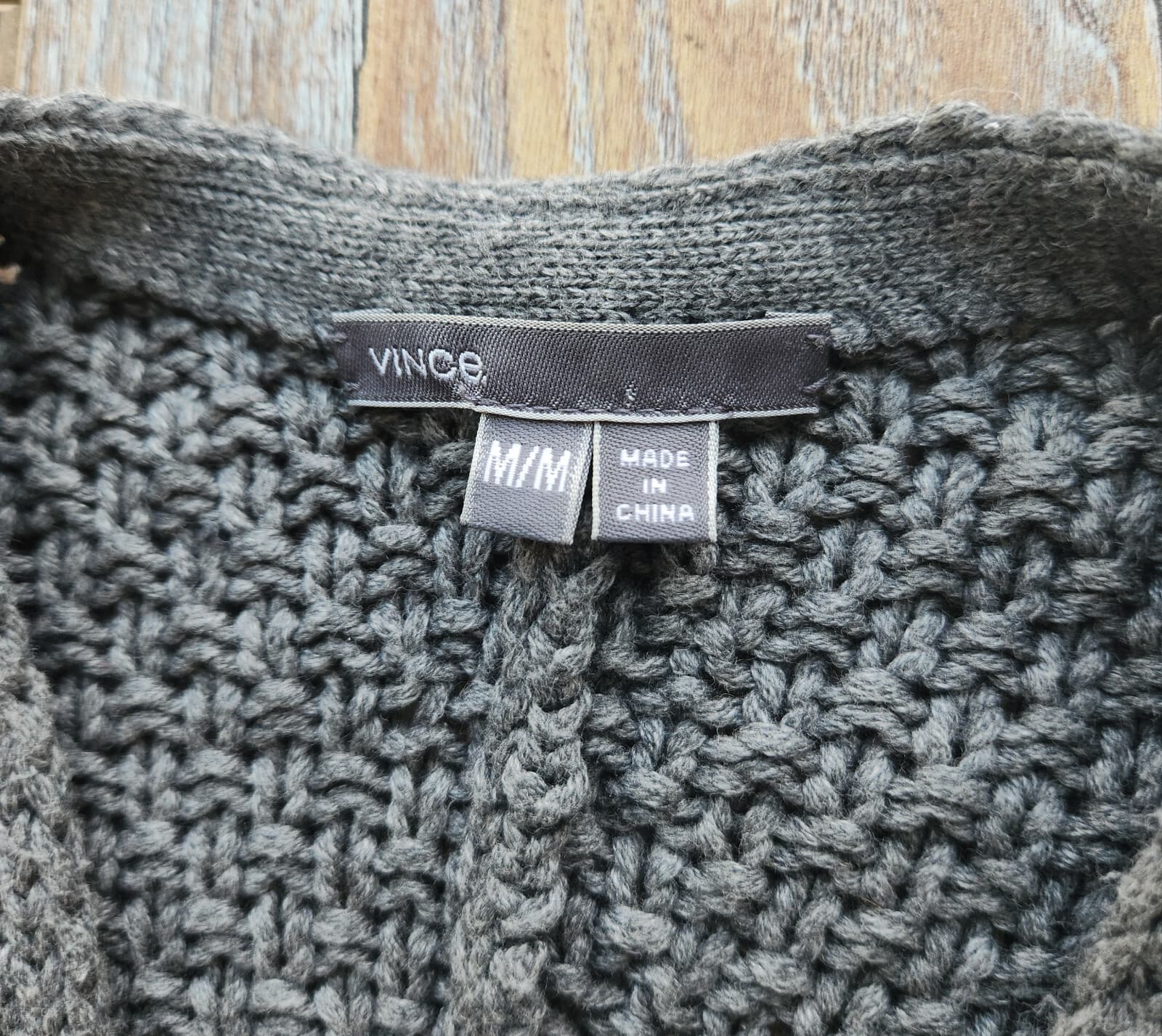 VINCE Cable-Knit Zip-Up Poncho Cape Sweater Side-Zipper Wool Cashmere Grey Sz.M - Thumbnail 8