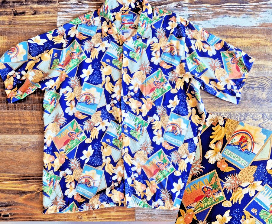 Vintage Joe Kealoha's Hula Pineapple Banana Hibiscus Hawaiian Shirt Bust 49" XL