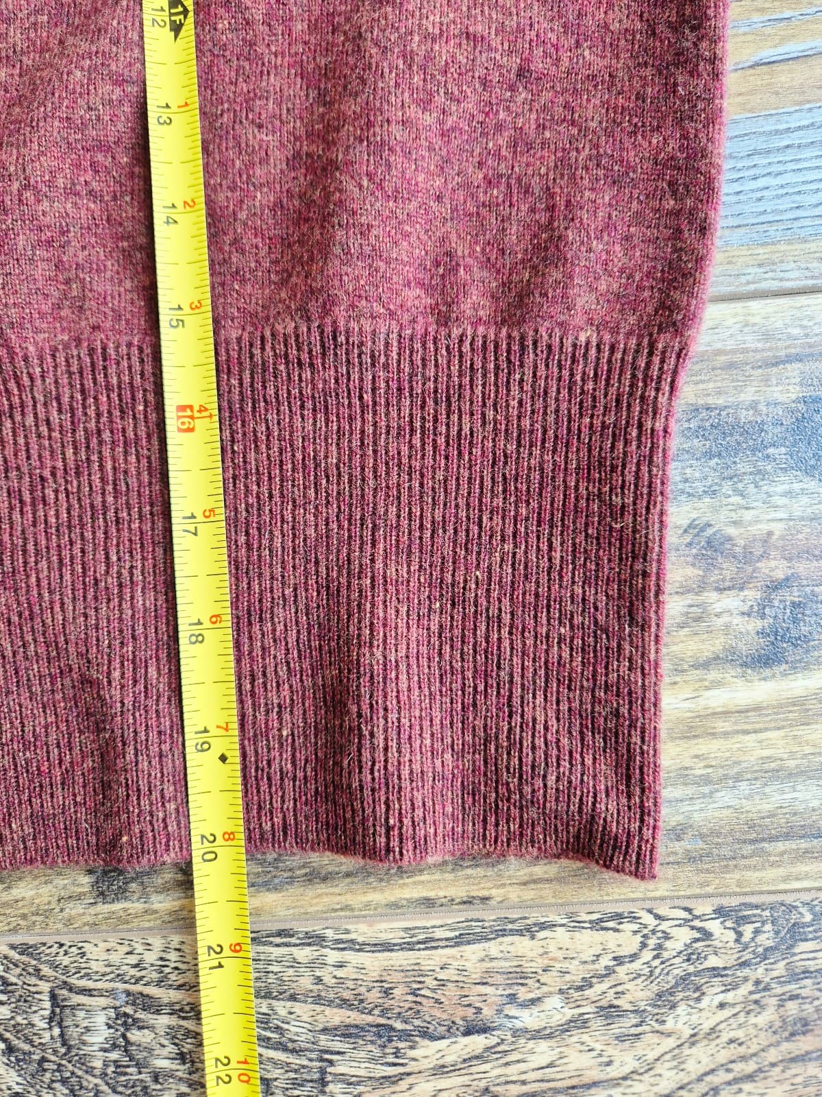Autumn Cashmere V-Neck Sweater Cuffed Long Sleeve Ribbed-Waist Burgundy Womens M - Thumbnail 11