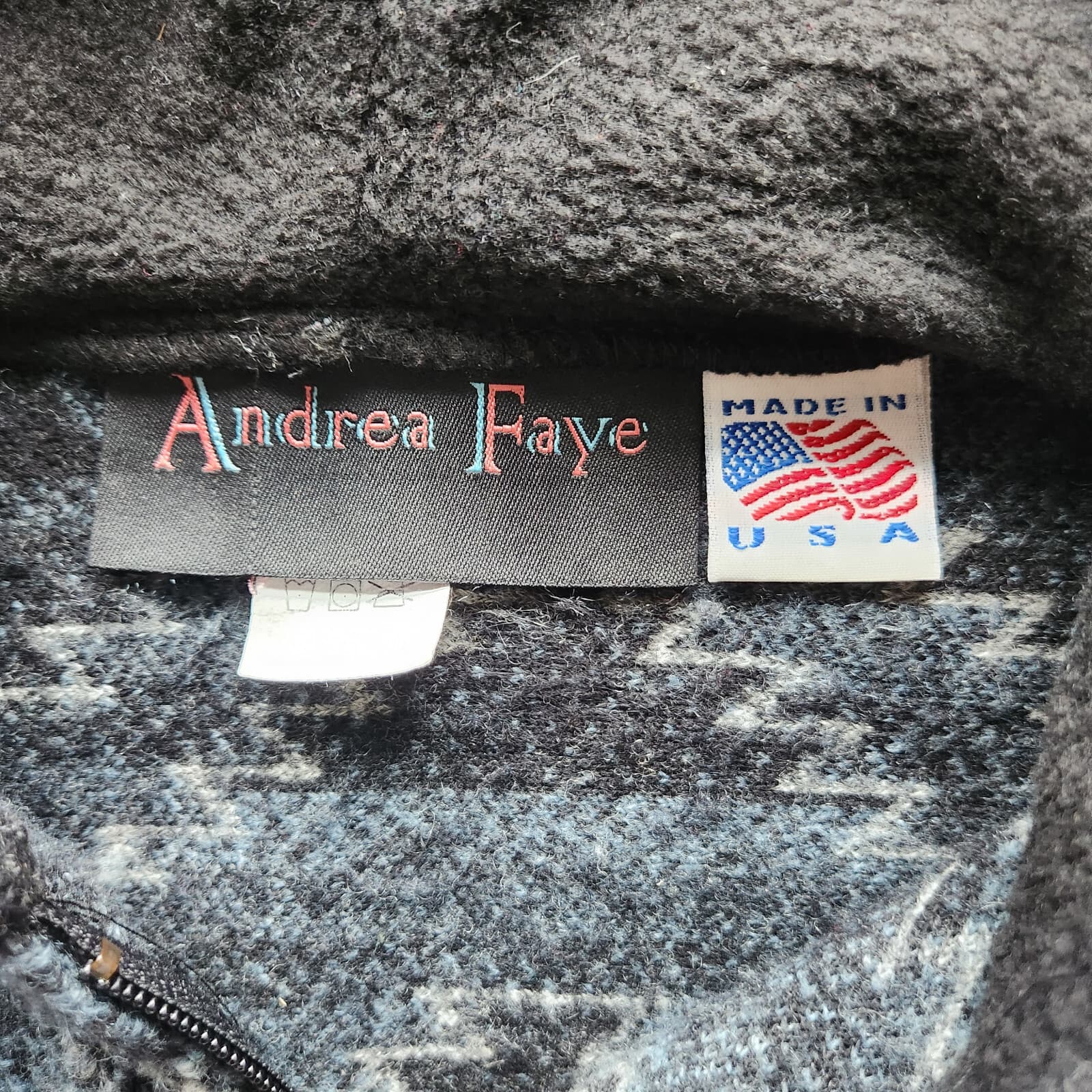 Vintage Andrea Faye Horse Western Fleece Hooded Jacket Wool Blend Black Women S - Thumbnail 8