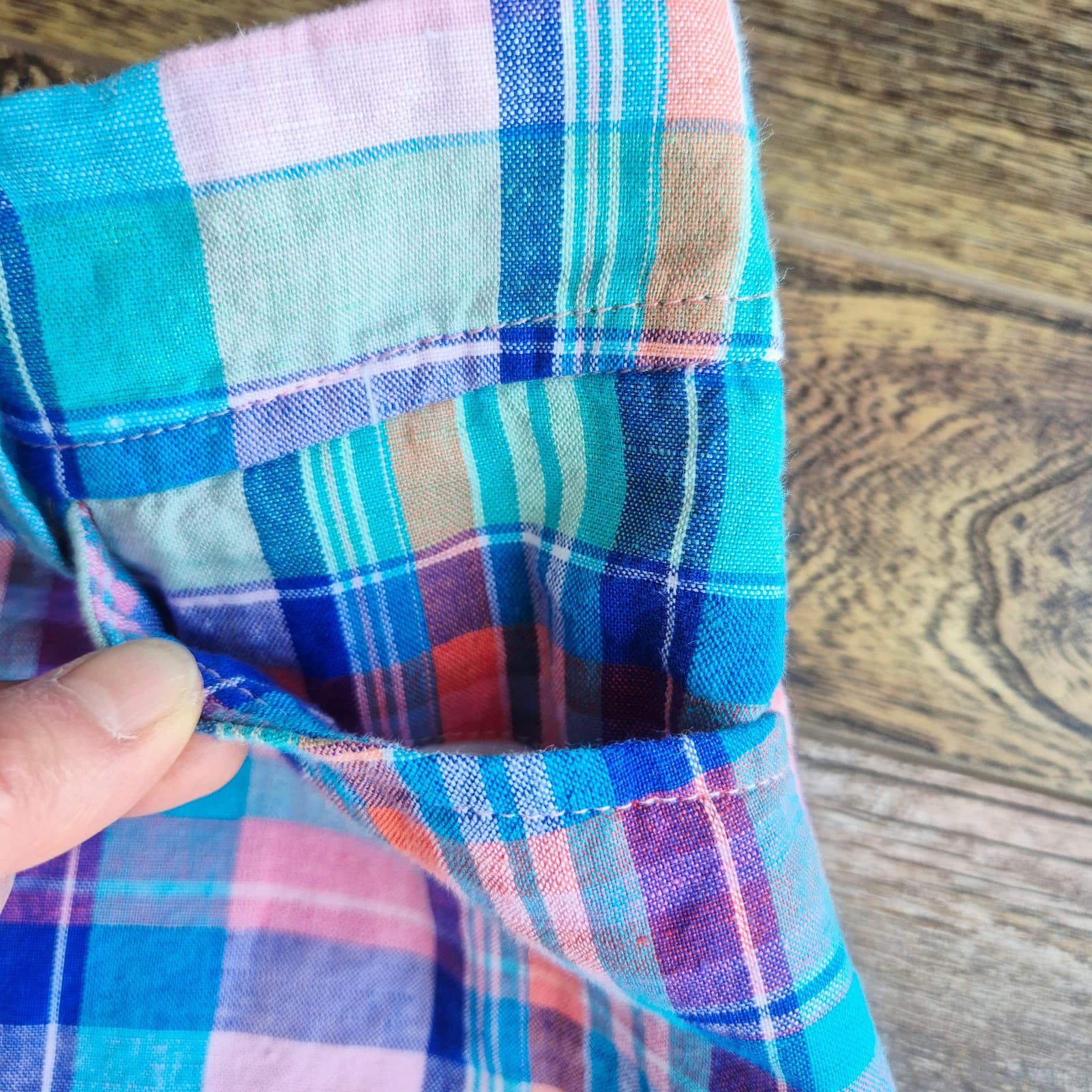 NWoT Talbots Perfect Shorts Bermuda 9.5" Madras Linen Blend Multicolor Women's 8 - Thumbnail 7