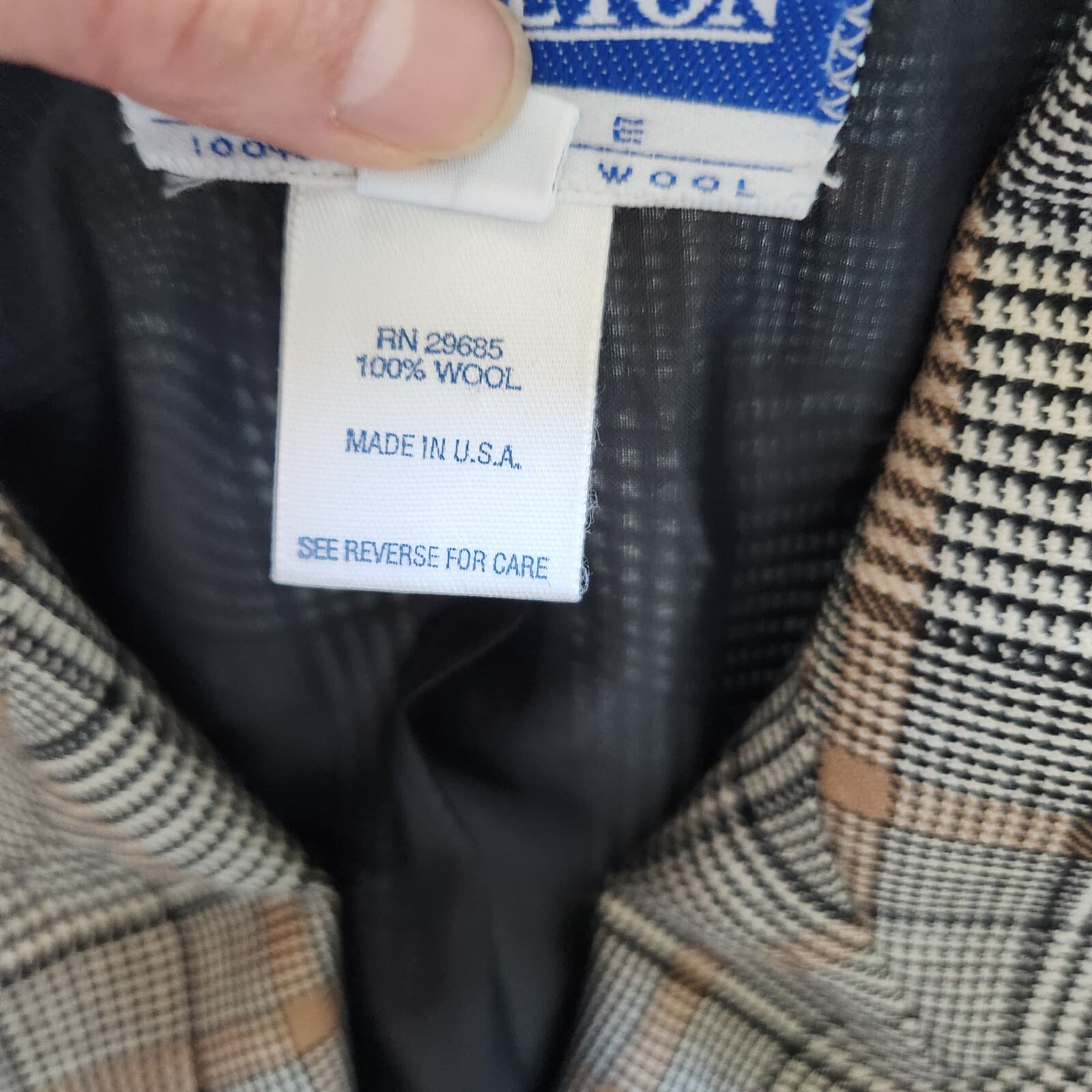 Vintage Pendleton Wool Plaid Houndstooth Double Breasted Blazer Gold Button P10 - Thumbnail 8