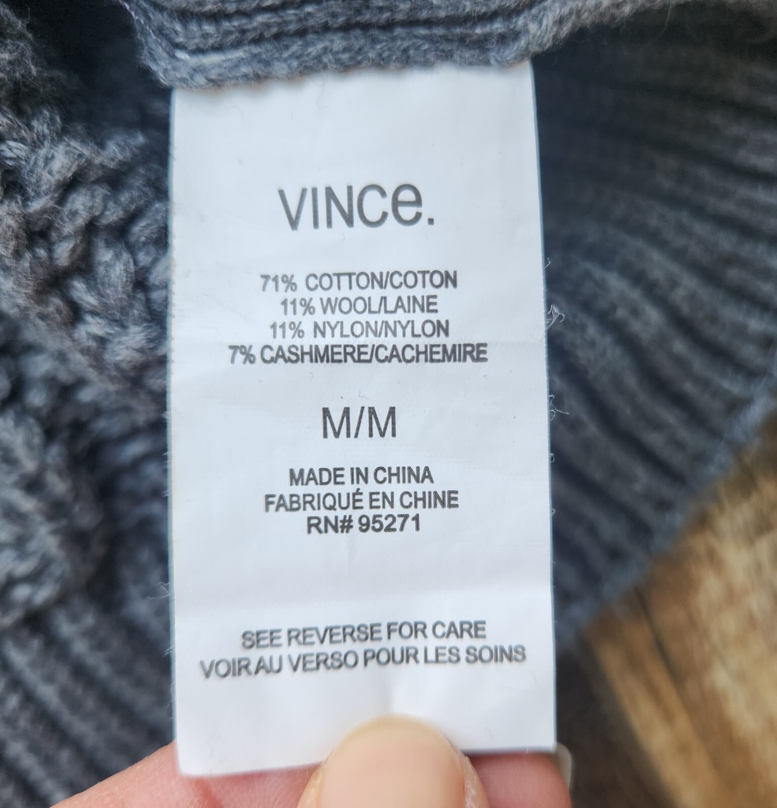 VINCE Cable-Knit Zip-Up Poncho Cape Sweater Side-Zipper Wool Cashmere Grey Sz.M - Thumbnail 9