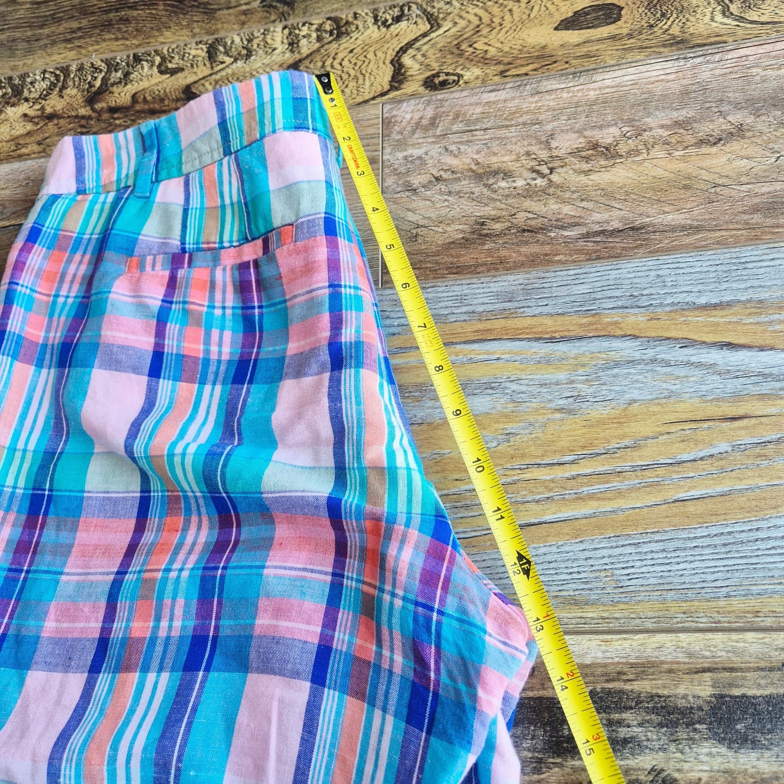 NWoT Talbots Perfect Shorts Bermuda 9.5" Madras Linen Blend Multicolor Women's 8 - Thumbnail 12