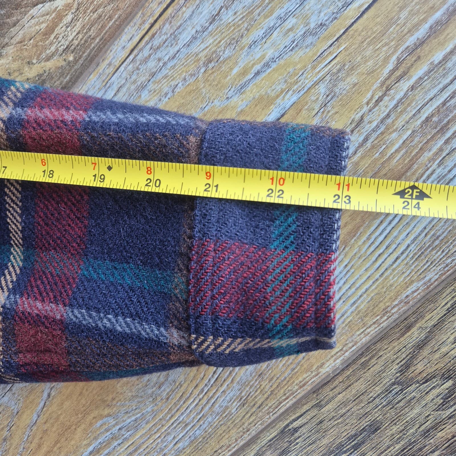 Vintage'70s Pendleton USA Wool Plaid Shirt Jacket Shacket Button Pocket Men's L - Thumbnail 11