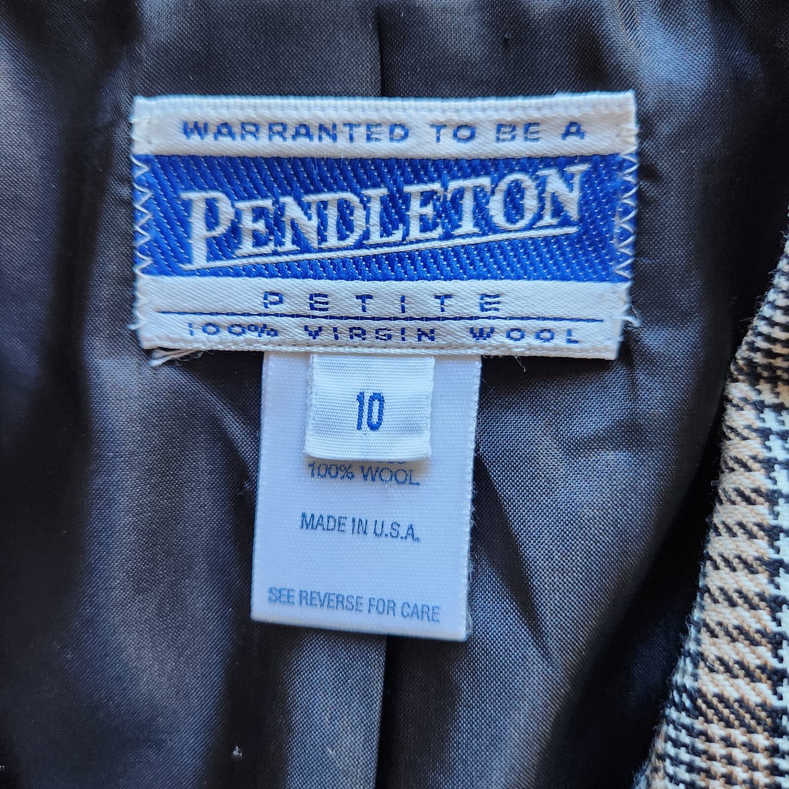 Vintage Pendleton Wool Plaid Houndstooth Double Breasted Blazer Gold Button P10 - Thumbnail 7