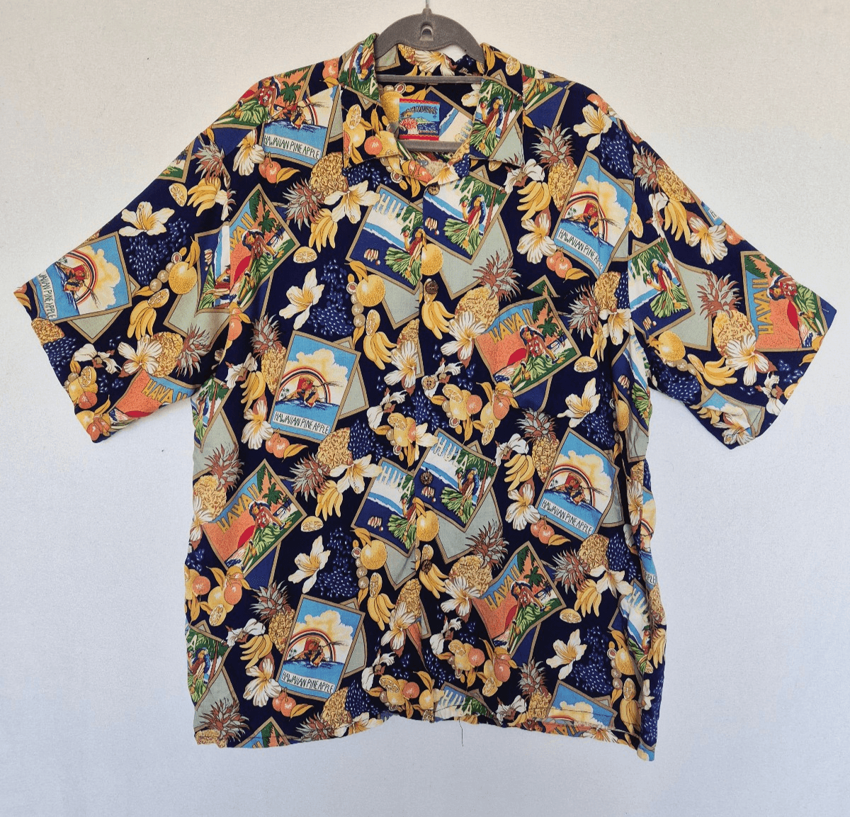 Vintage Joe Kealoha's Hula Pineapple Banana Hibiscus Hawaiian Shirt Bust 49" XL - Thumbnail 4