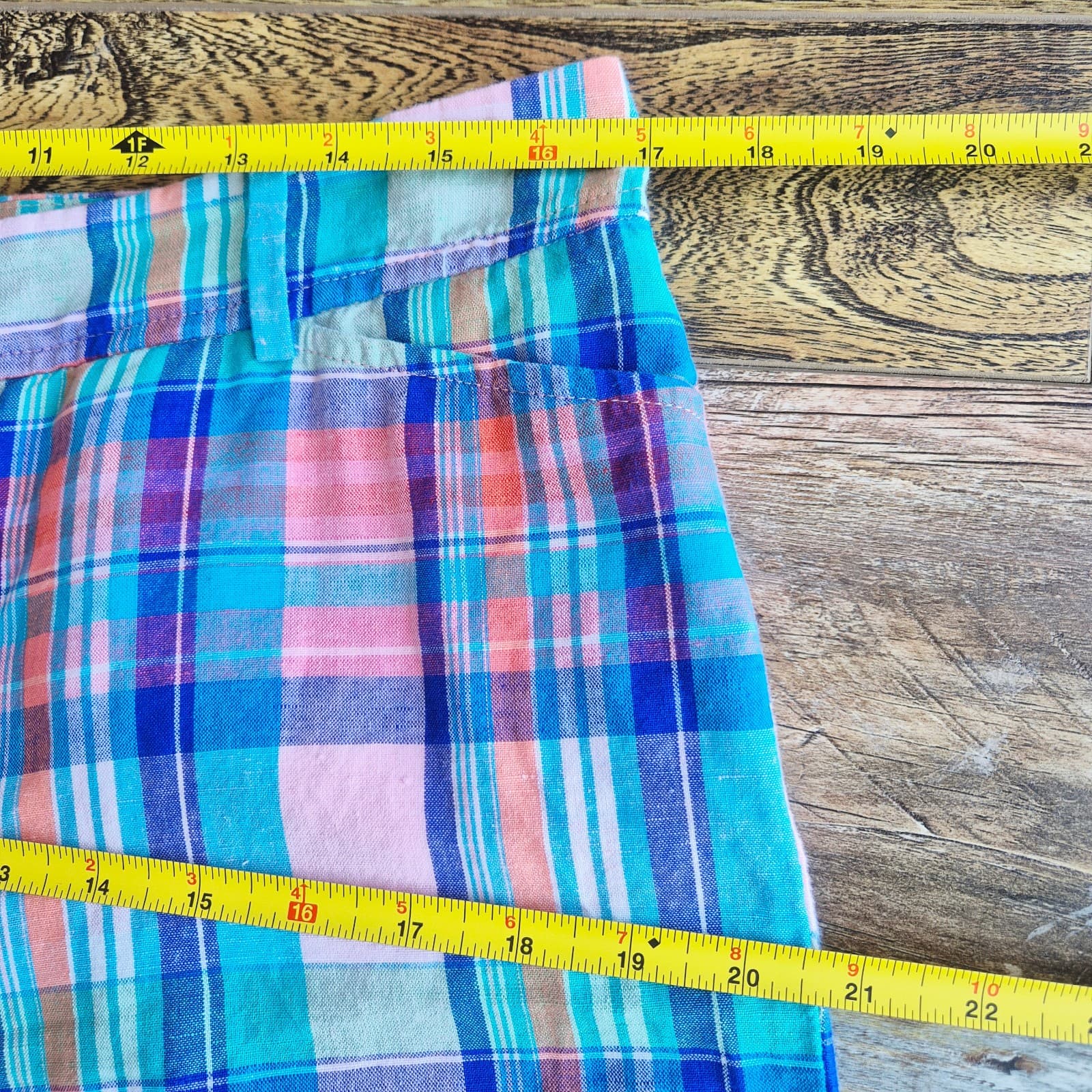 NWoT Talbots Perfect Shorts Bermuda 9.5" Madras Linen Blend Multicolor Women's 8 - Thumbnail 10