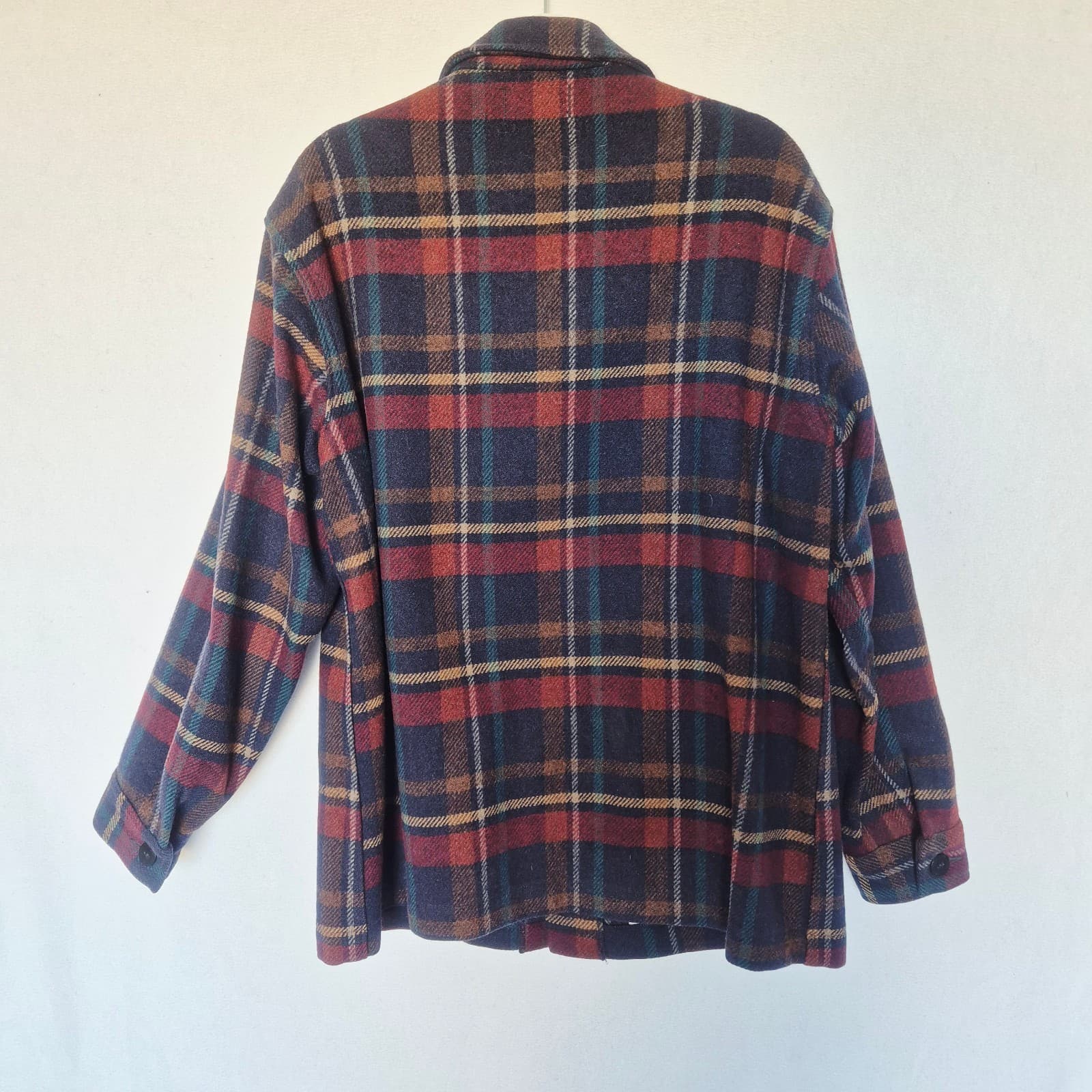 Vintage'70s Pendleton USA Wool Plaid Shirt Jacket Shacket Button Pocket Men's L - Thumbnail 4