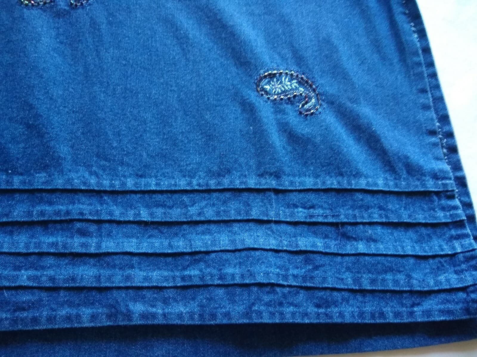 JANE ASHLEY Maxi Denim Blue Tunic Dress Embellished Sleeveless Sz.L - Thumbnail 7