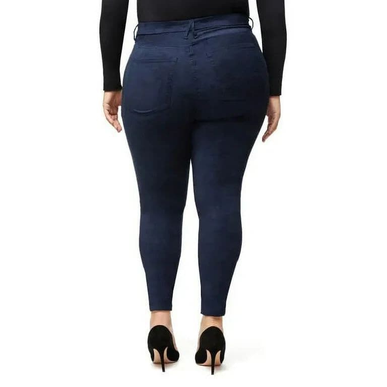 Good American Good Leg Crop Velvet Skinny Jeans Stretch Zip Navy Blue Plus Sz.18 - Thumbnail 6