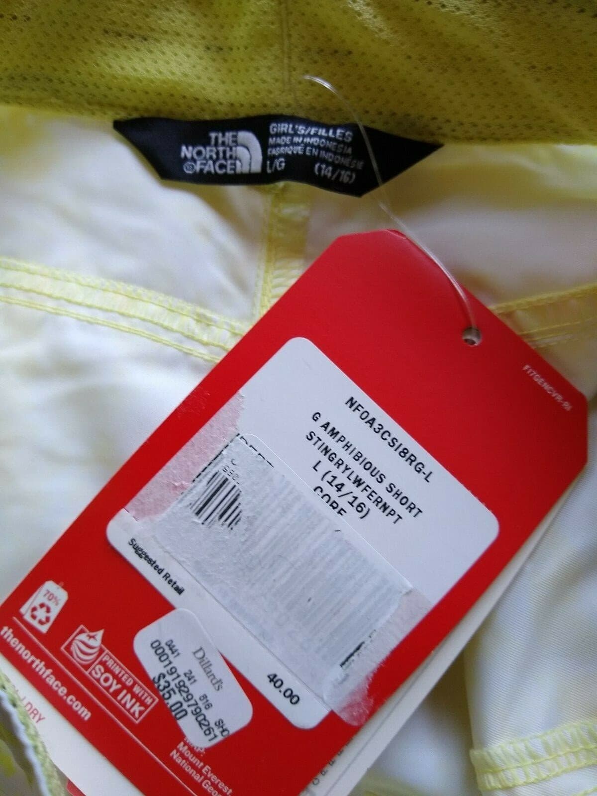 NWT THE NORTH FACE Girl UPF50 Flashdry Hiking/Swimming Shorts Yellow L(14/16)$40 - Thumbnail 6