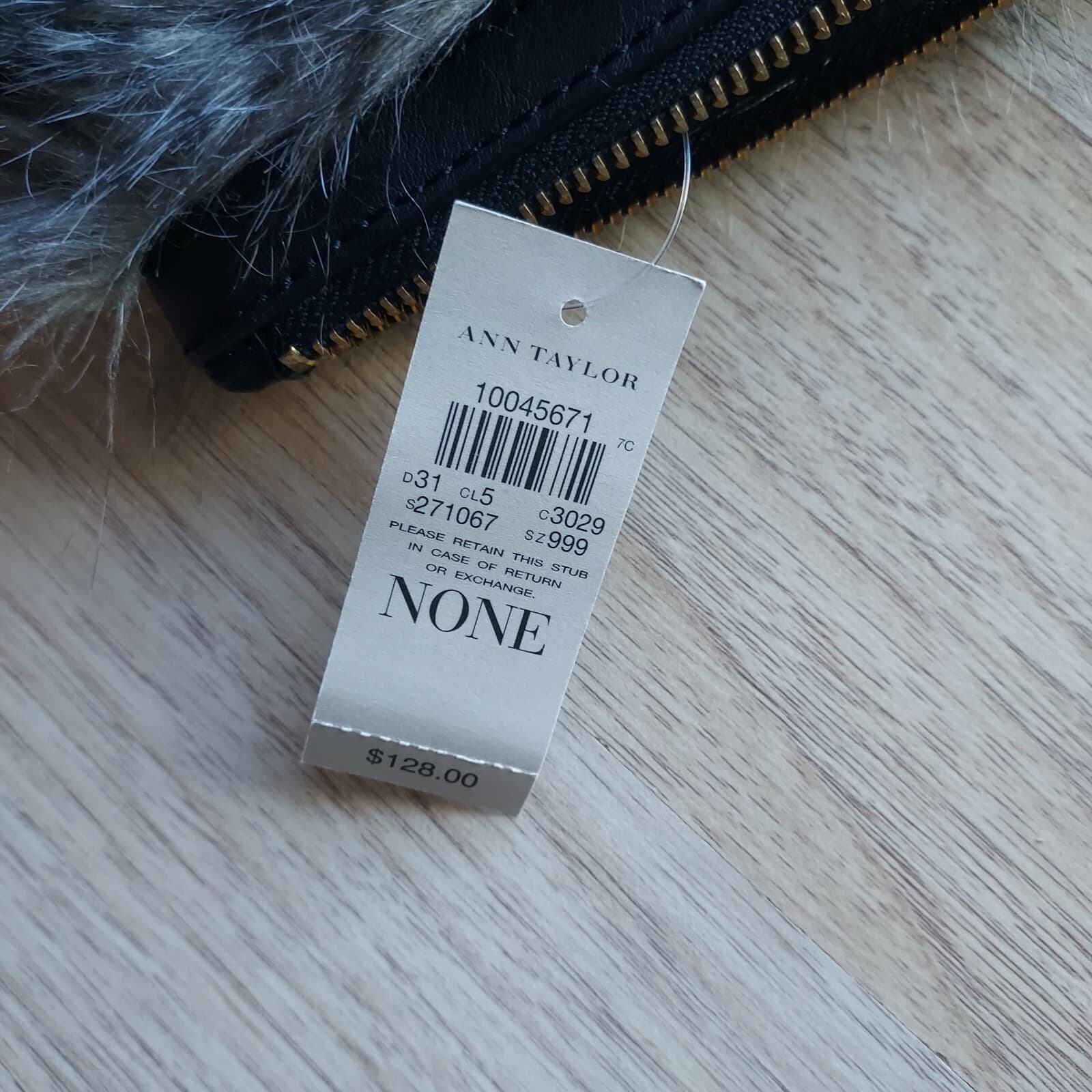 NWT ANN TAYLOR Genuine Leather Faux Fur Chinchilla Clutch Bag Purse Black $128 - Thumbnail 8