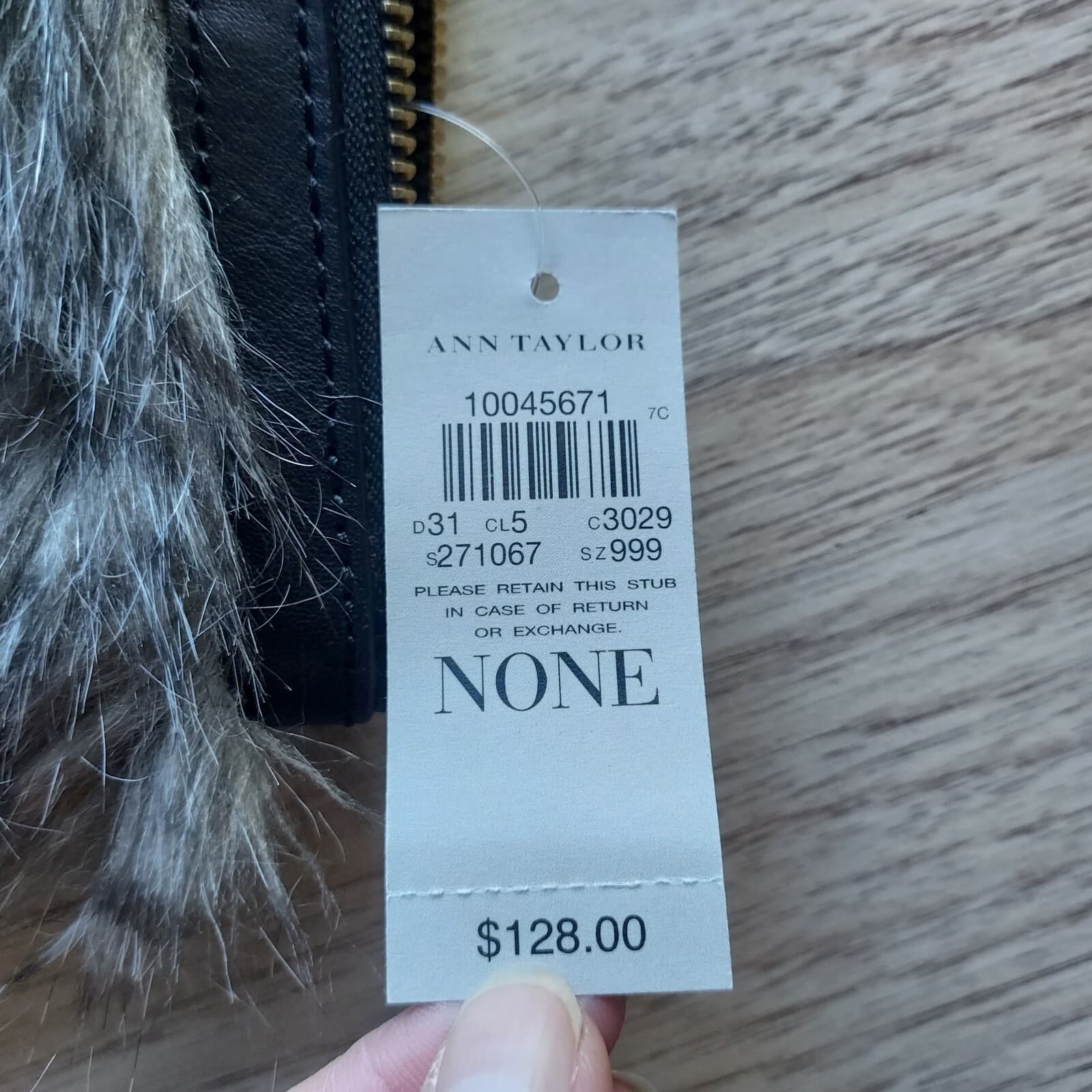 NWT ANN TAYLOR Genuine Leather Faux Fur Chinchilla Clutch Bag Purse Black $128 - Thumbnail 7