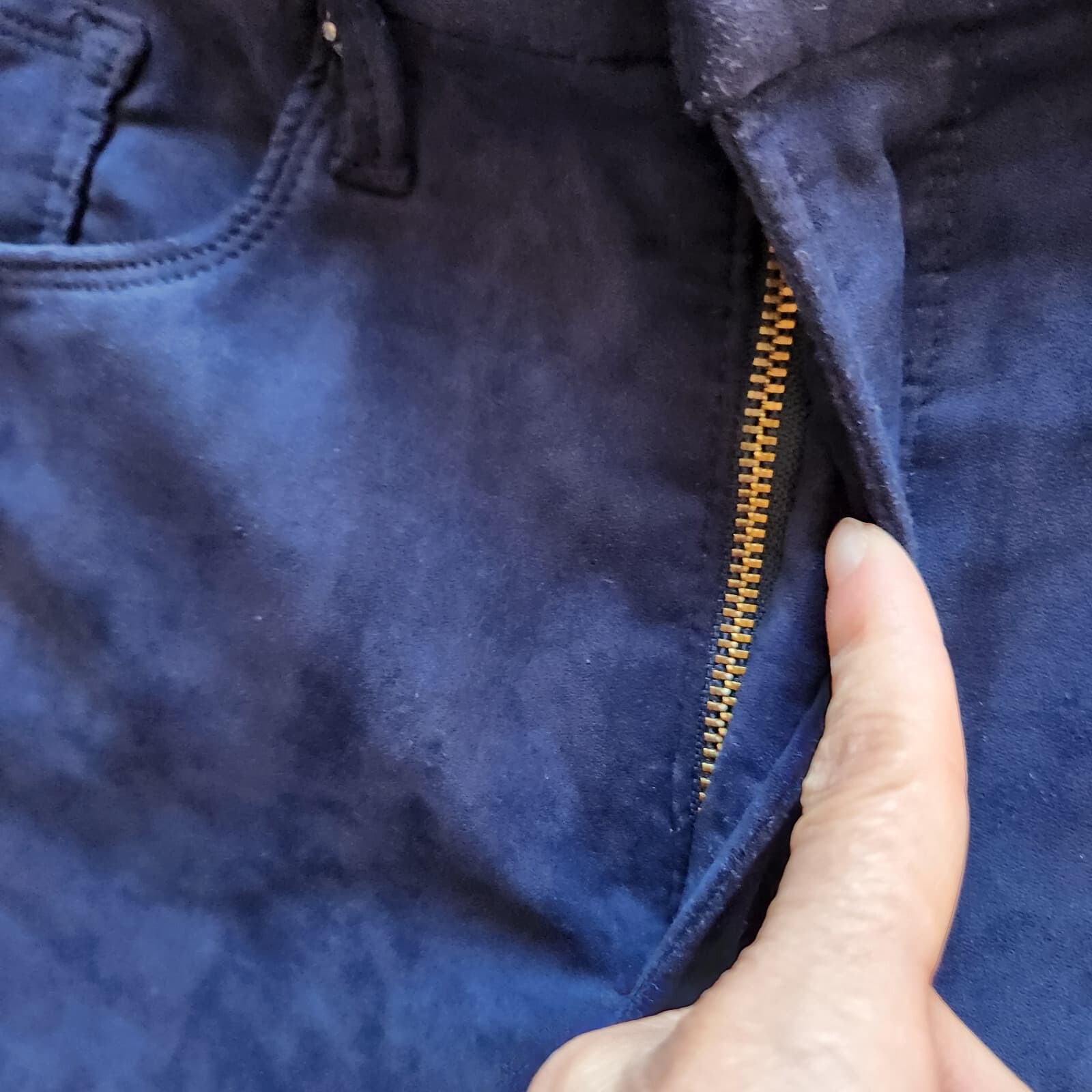 Good American Good Leg Crop Velvet Skinny Jeans Stretch Zip Navy Blue Plus Sz.18 - Thumbnail 5