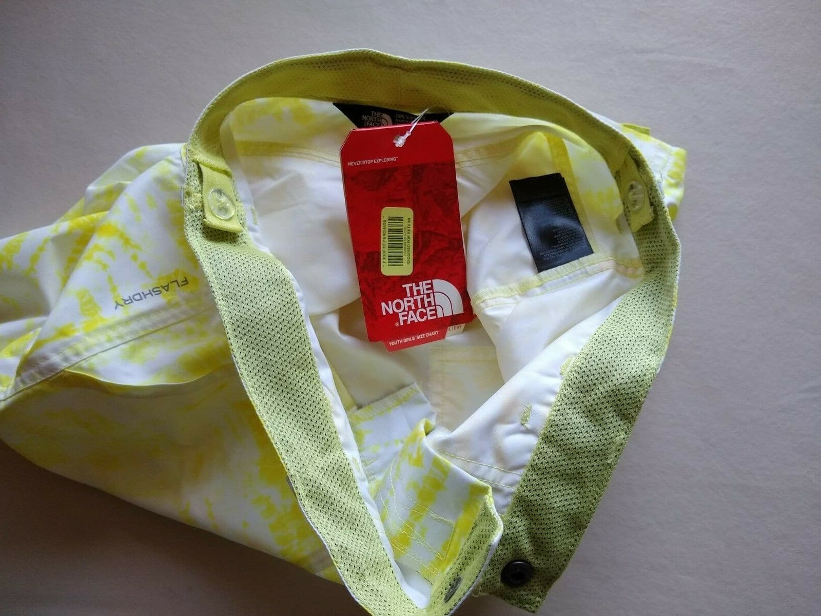 NWT THE NORTH FACE Girl UPF50 Flashdry Hiking/Swimming Shorts Yellow L(14/16)$40 - Thumbnail 5