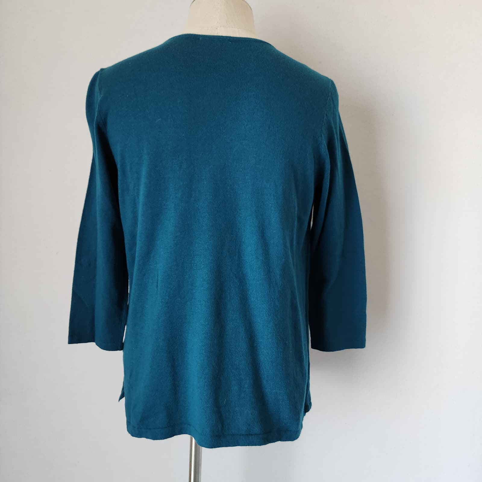 J.Jill Side-Tie Sweater Pullover 3/4 Sleeve Green Cotton Cashmere Women's S - Thumbnail 7