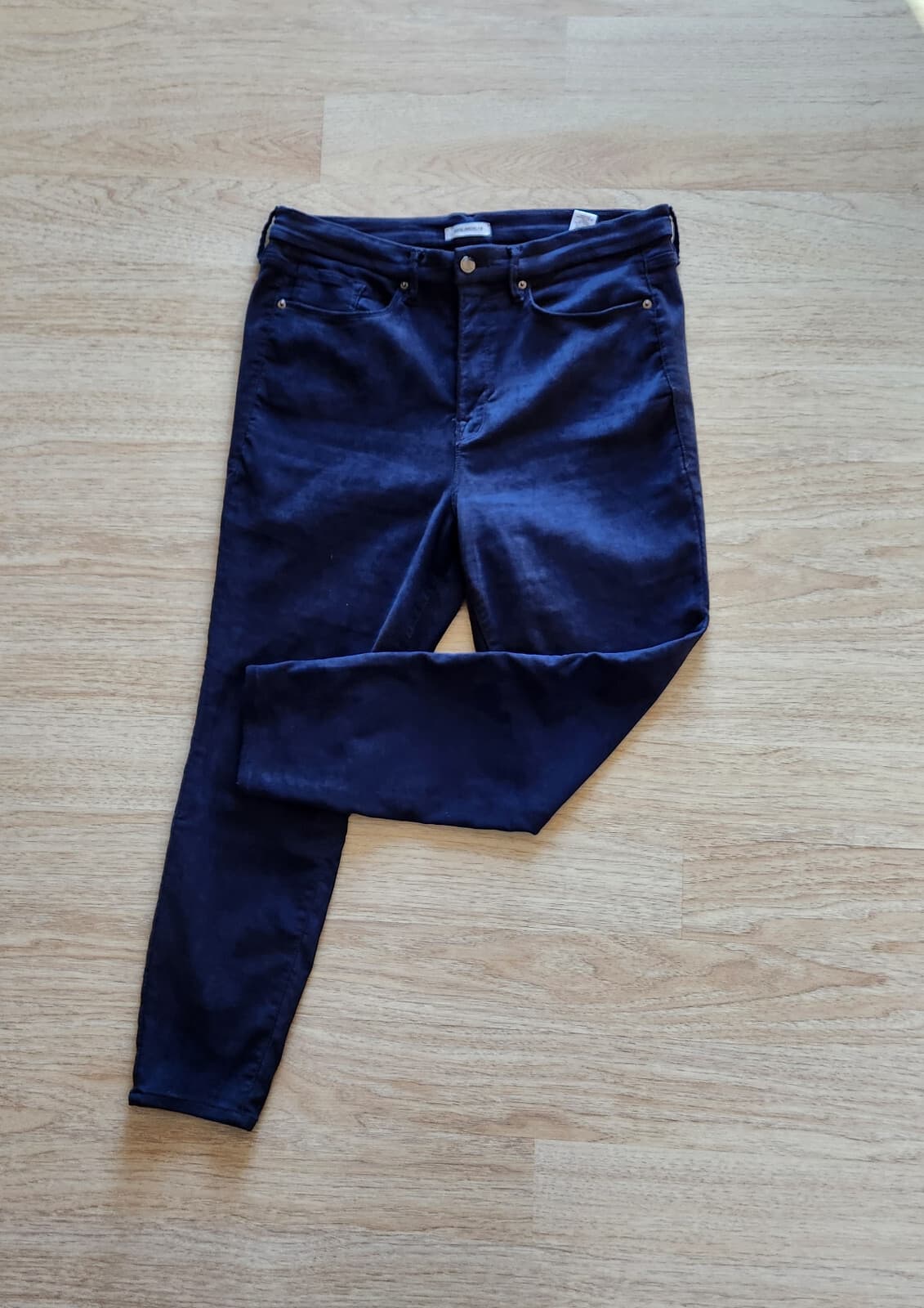Good American Good Leg Crop Velvet Skinny Jeans Stretch Zip Navy Blue Plus Sz.18 - Thumbnail 2