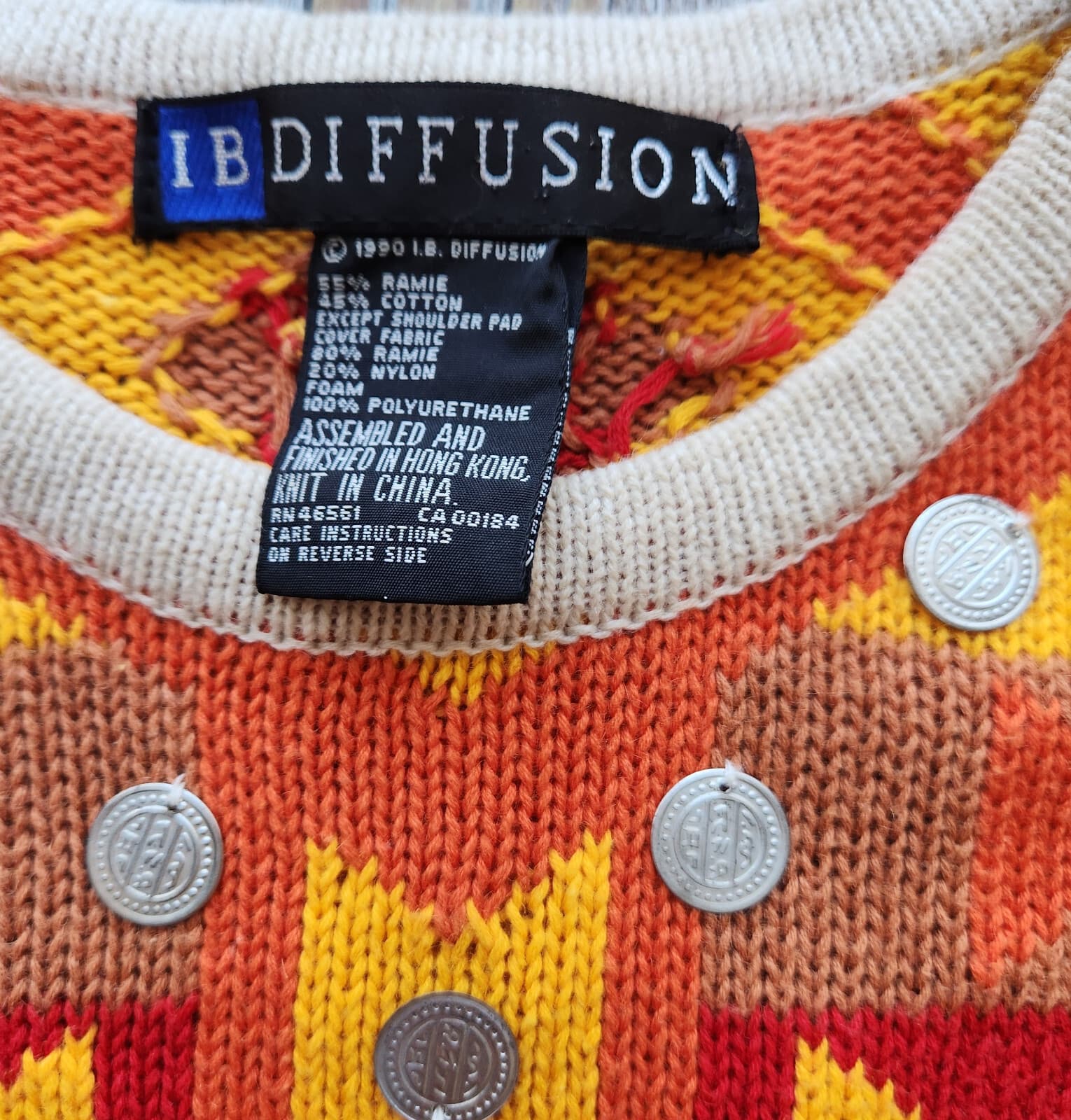 Vintage IB Diffusion Aztec Embellished Fringe Sweater Short Sleeve Bust 40" M/L - Thumbnail 7