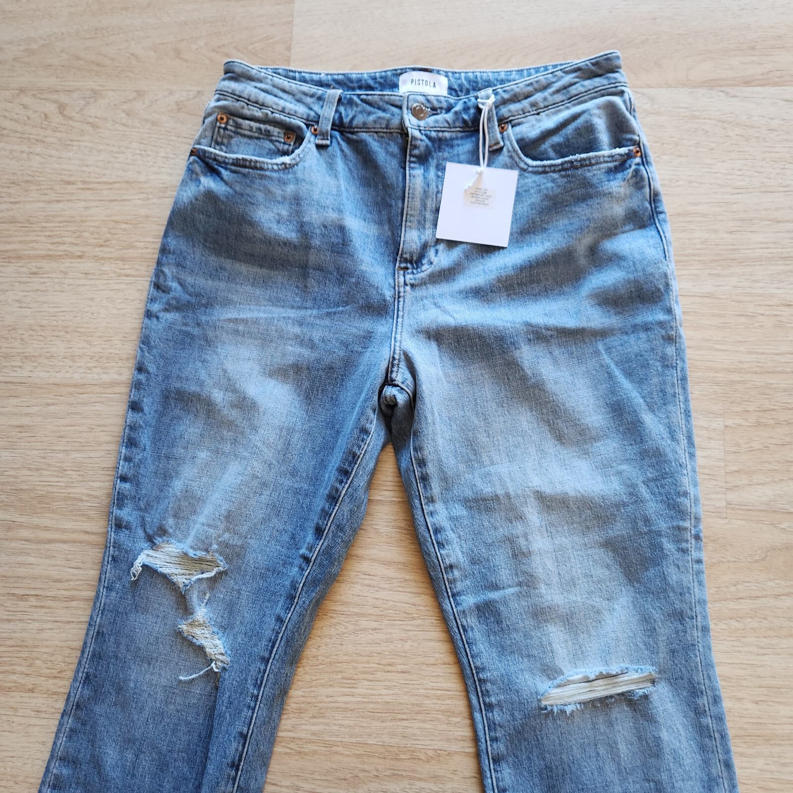 NWT PISTOLA Lennon High Rise Cropped Boot Cut Jean Grove Distressed Blue Sz.30 - Thumbnail 3