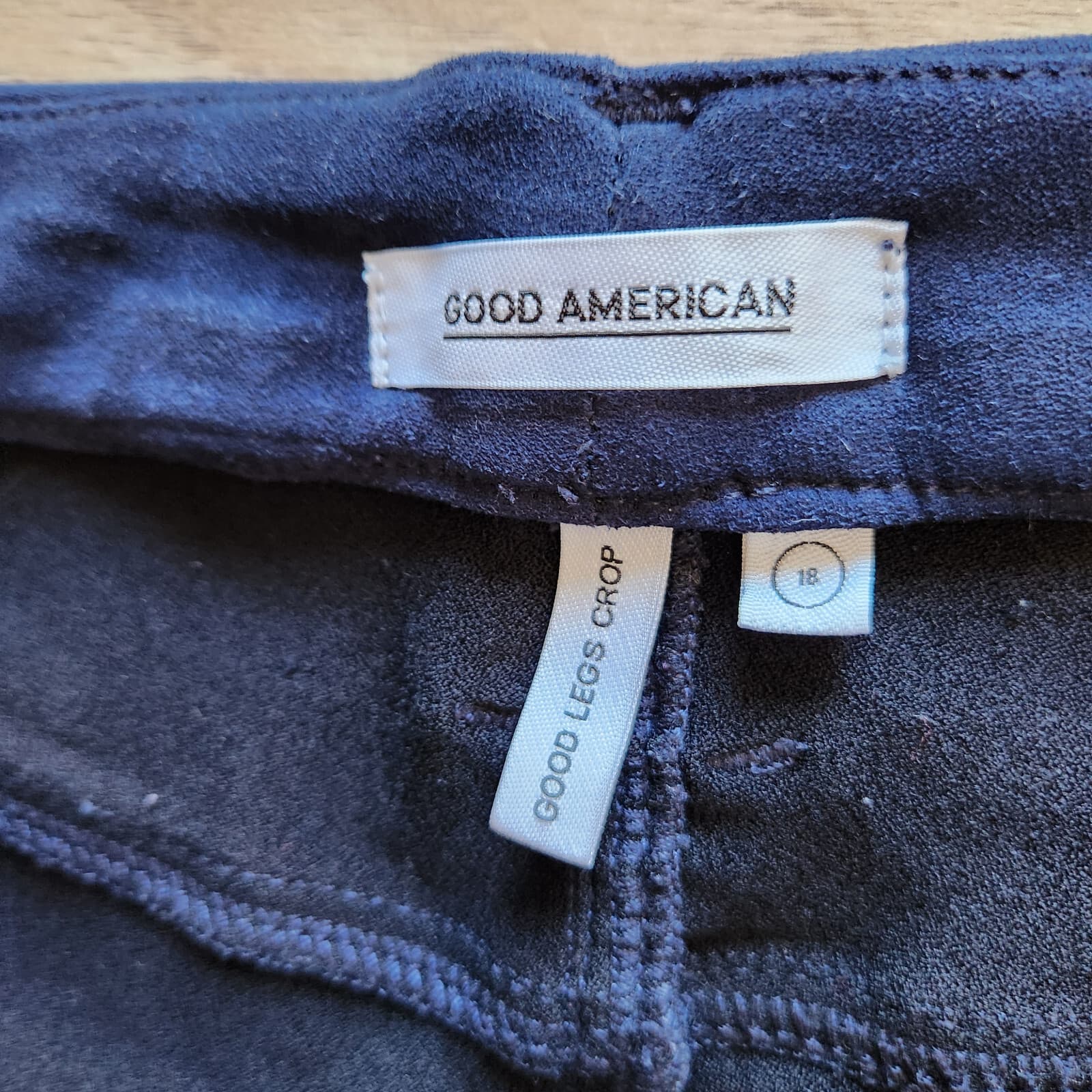Good American Good Leg Crop Velvet Skinny Jeans Stretch Zip Navy Blue Plus Sz.18 - Thumbnail 8