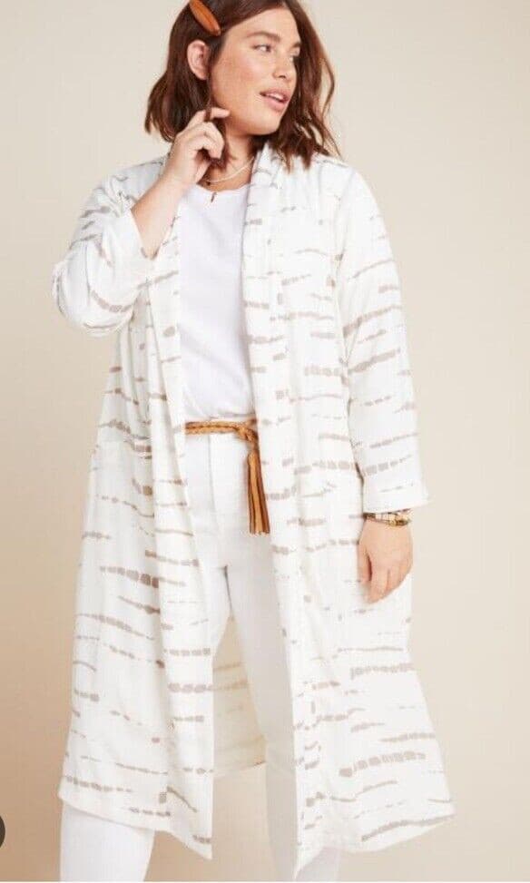 NEW Anthropologie x BB Dakota Deedra Long Duster Jacket Pocket Chiffon Sz.S - Thumbnail 4