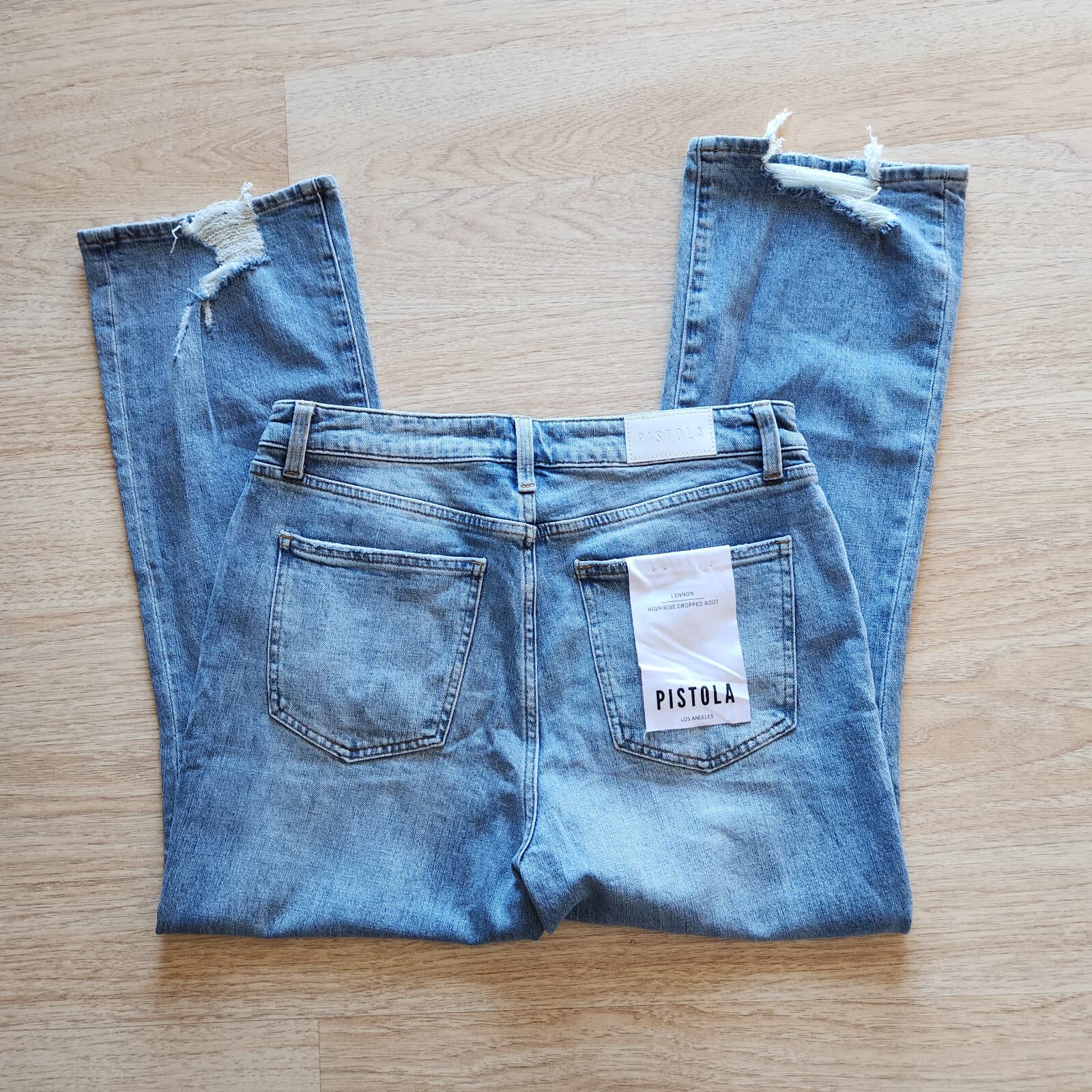 NWT PISTOLA Lennon High Rise Cropped Boot Cut Jean Grove Distressed Blue Sz.30 - Thumbnail 11