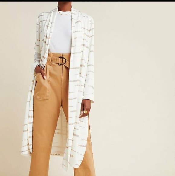 NEW Anthropologie x BB Dakota Deedra Long Duster Jacket Pocket Chiffon Sz.S - Thumbnail 2