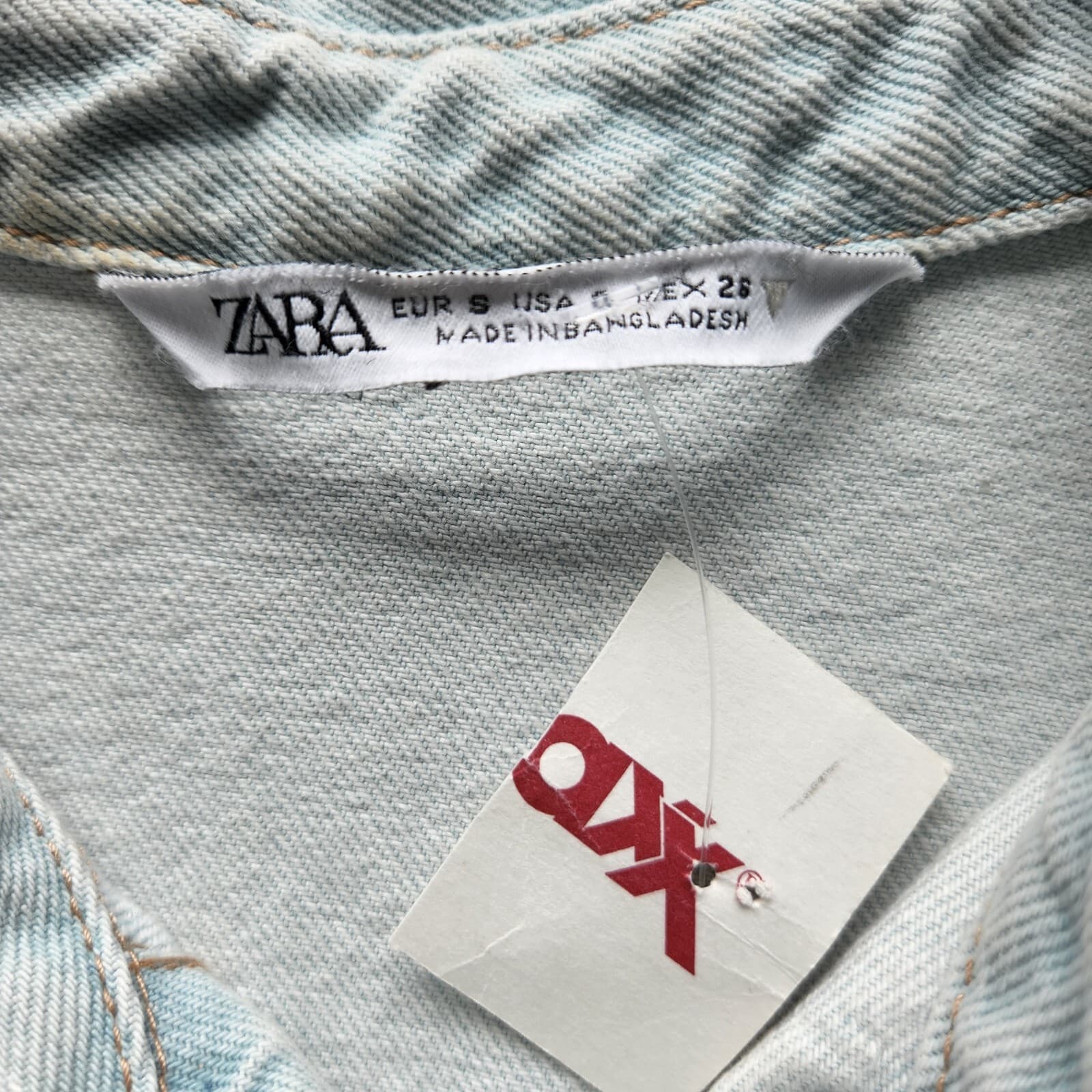NWoT Zara Mini Denim Shirt Dress Long Sleeve Snap Ligh Wash Blue Cotton Women S - Thumbnail 9