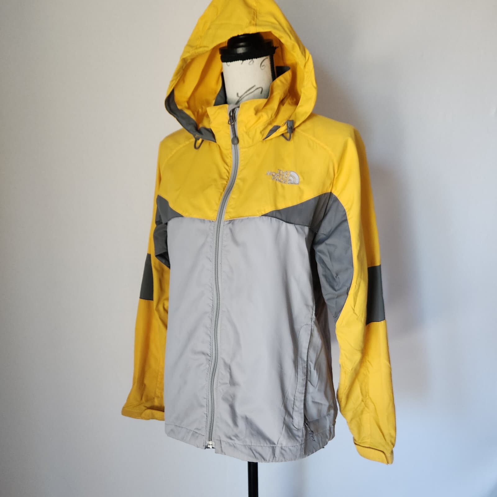 The North Face Windbreaker Hidden-Hood Jacket Full-Zip Yellow Grey Women's S - Thumbnail 2