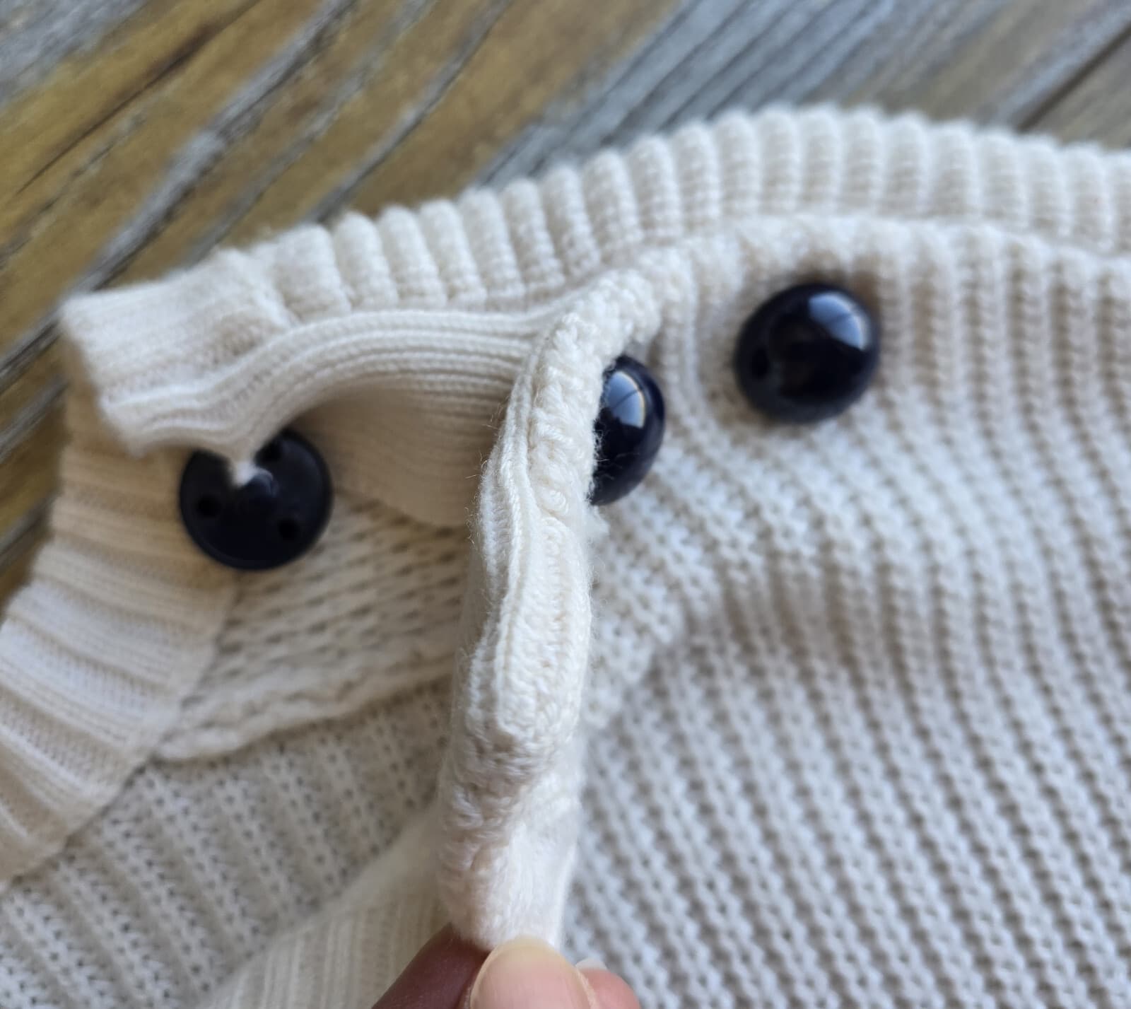 Armani Exchange Wool Blend Prep Strip Sweater Button-Accent Blue Cream Women's M - Thumbnail 9