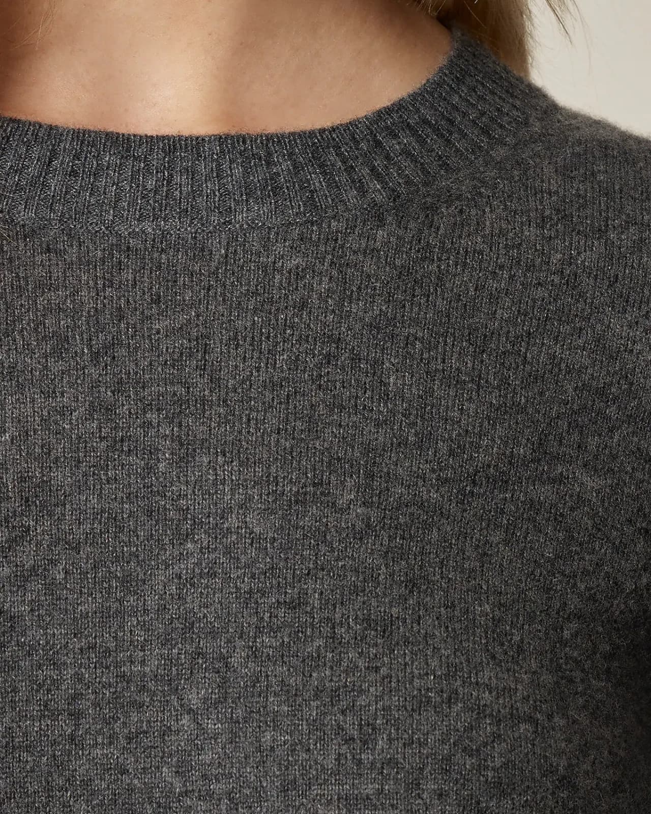 J.Crew Everyday Cashmere Crewneck Sweater Heather Coal Gray Women's L #K1313 - Thumbnail 4