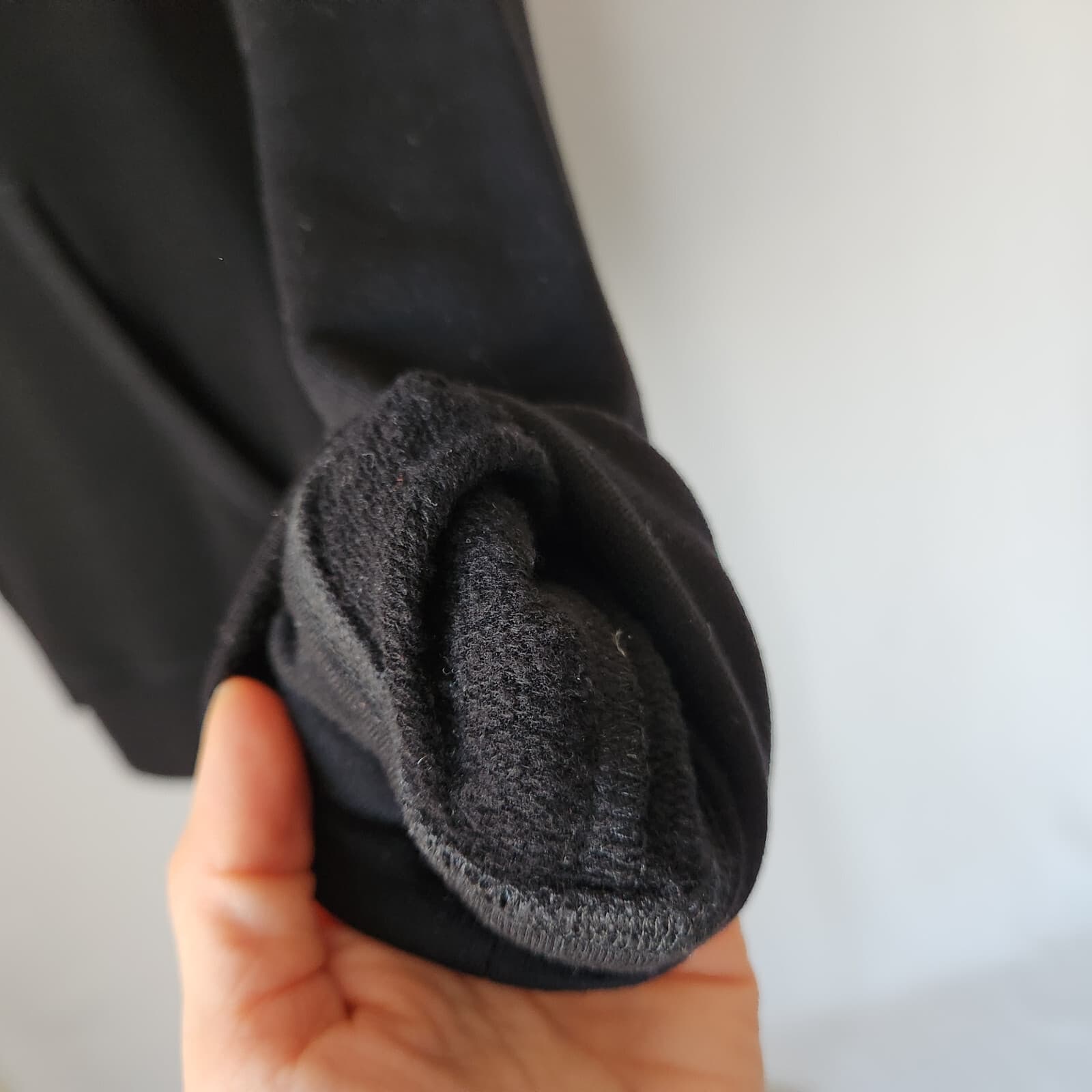 EILEEN FISHER Fleece Lined Crew Sweatshirt Kangaroo Pocket Black Tencel Womens S - Thumbnail 4