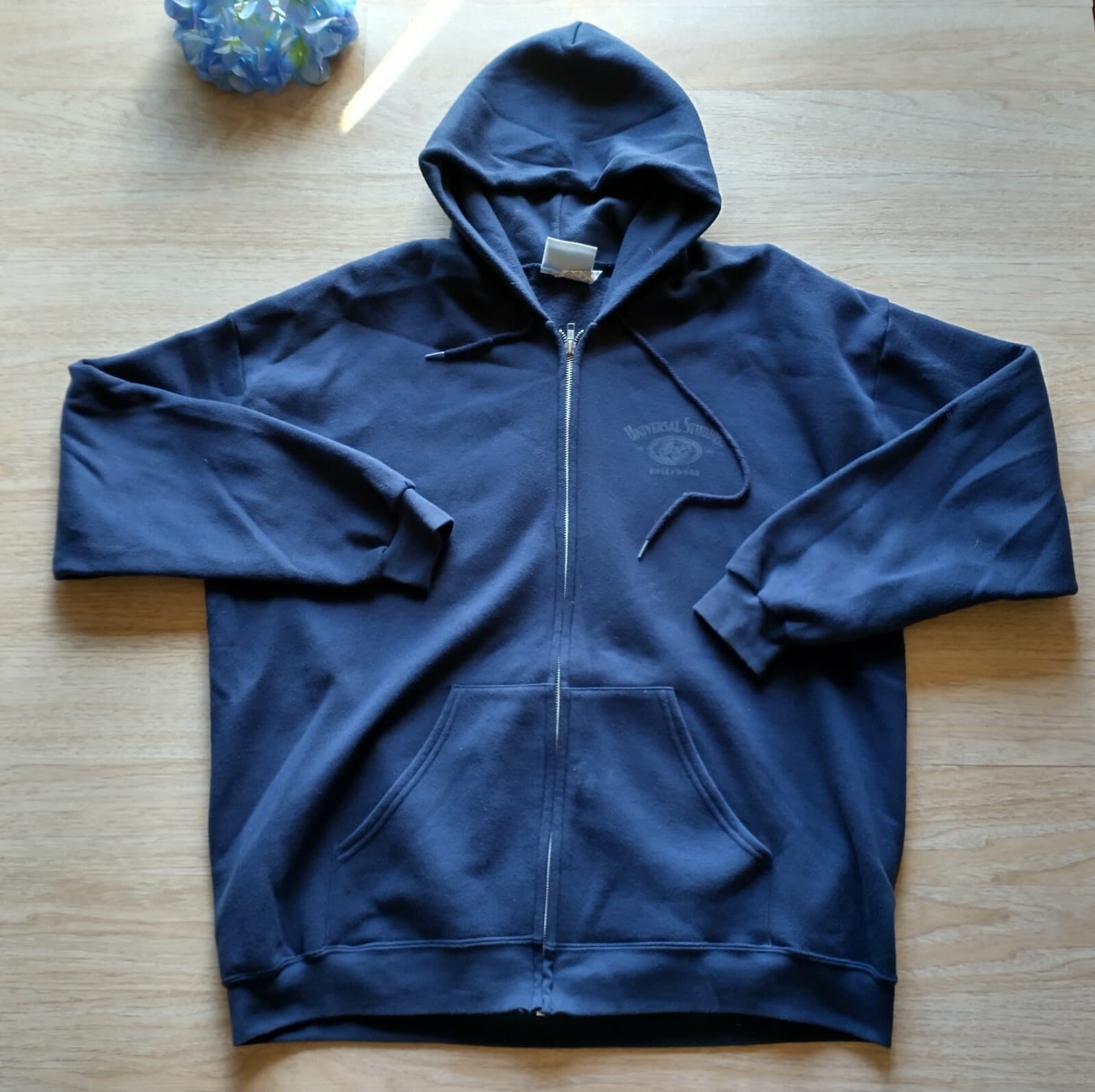 VTG Universal Studios Hollywood Fleece Hooded Jacket Blue Men Sz.XXL Made in USA