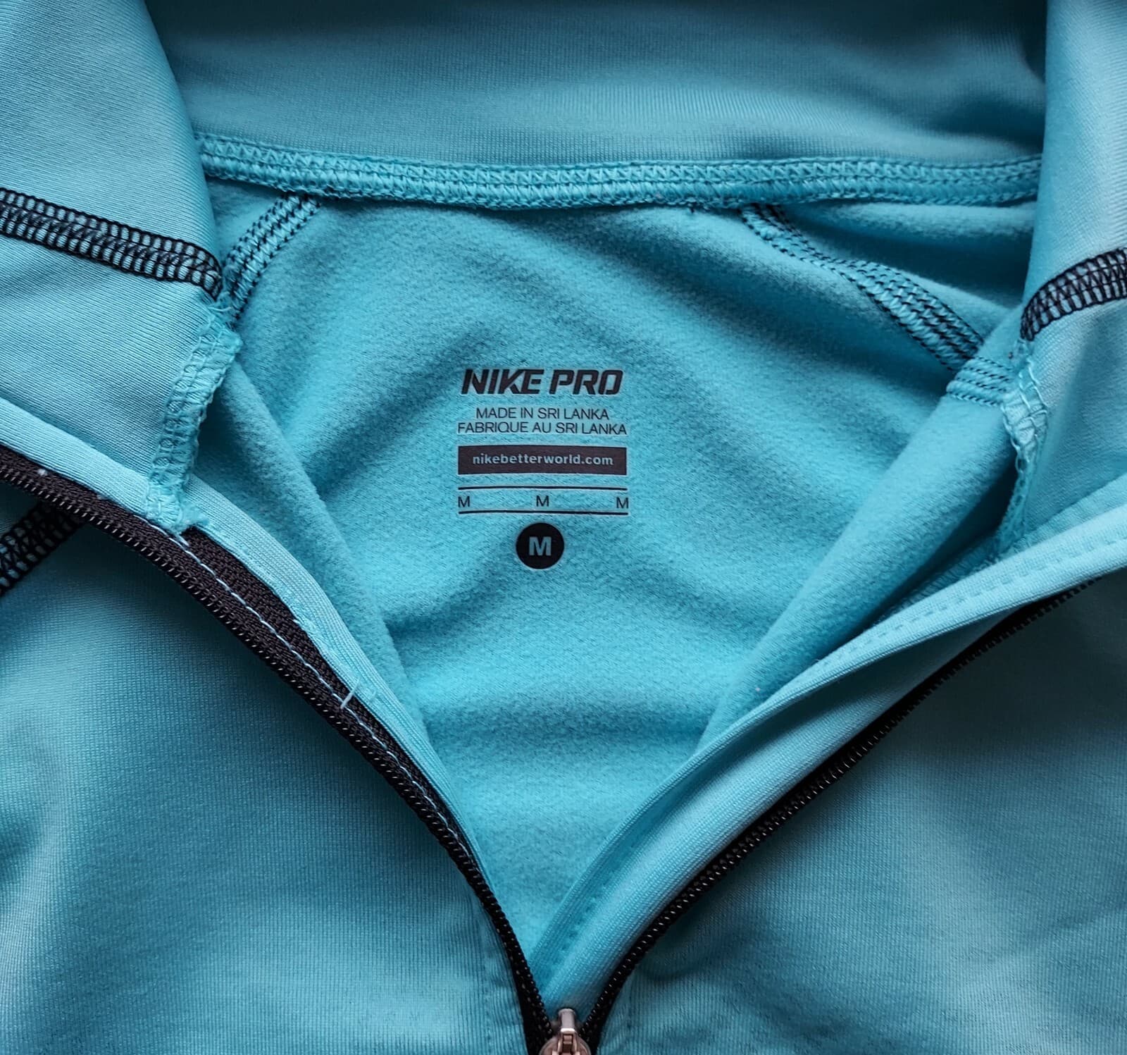 Nike Pro Dri-Fit Activewear Top Long Sleeve 1/2 Zip Dot-Printed Blue Women Sz.M - Thumbnail 9