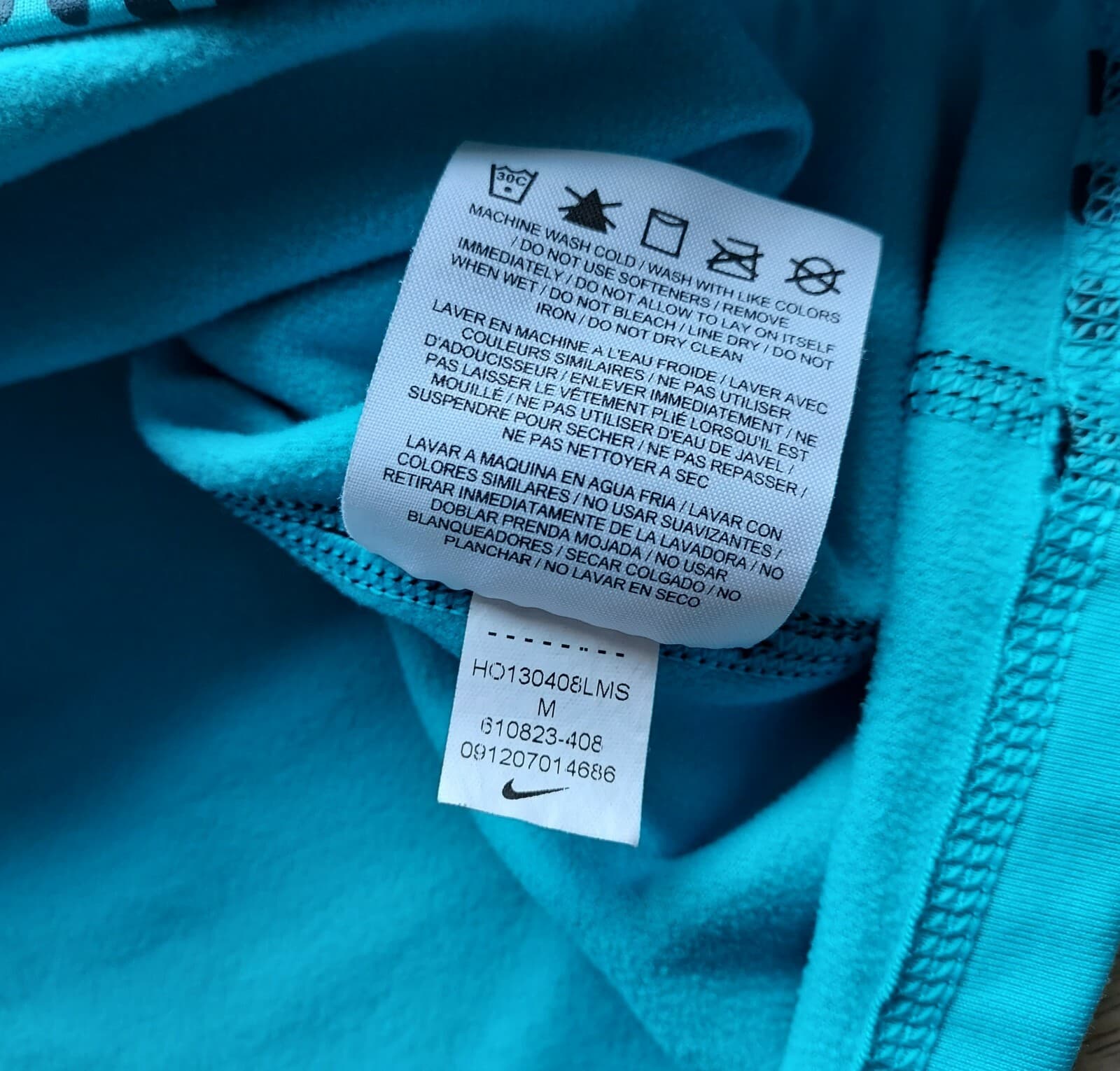 Nike Pro Dri-Fit Activewear Top Long Sleeve 1/2 Zip Dot-Printed Blue Women Sz.M - Thumbnail 8
