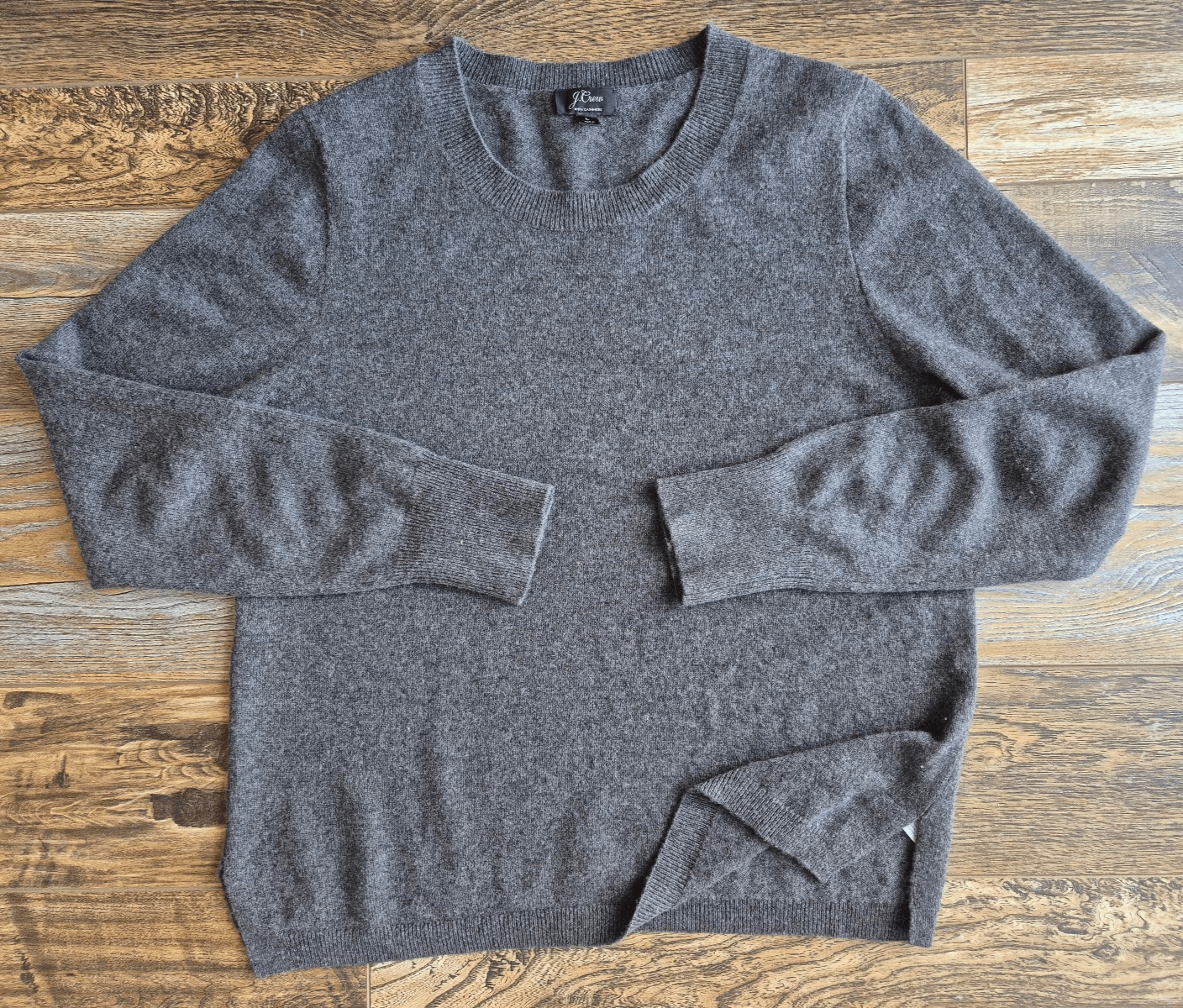 J.Crew Everyday Cashmere Crewneck Sweater Heather Coal Gray Women's L #K1313 - Thumbnail 2