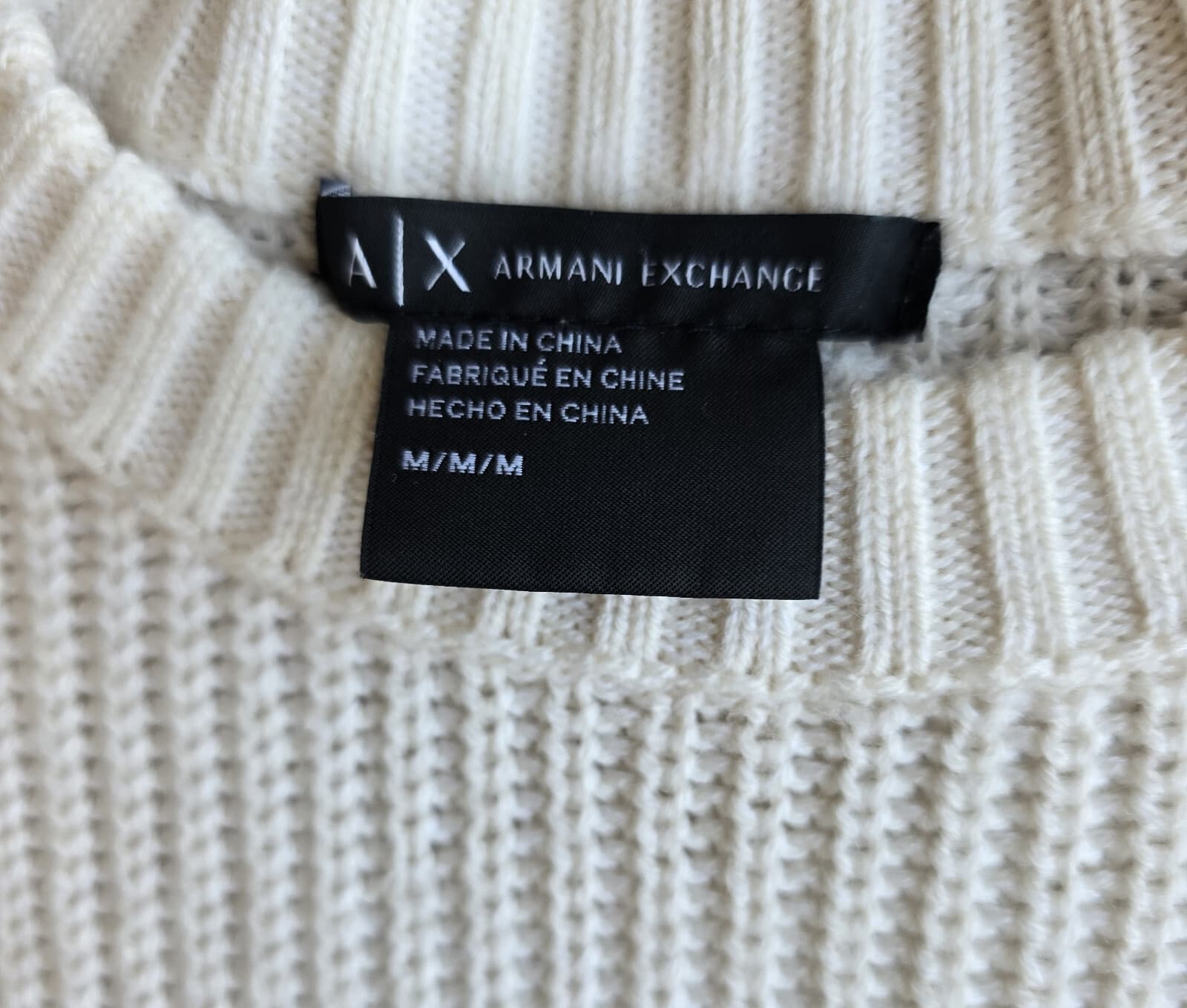 Armani Exchange Wool Blend Prep Strip Sweater Button-Accent Blue Cream Women's M - Thumbnail 8