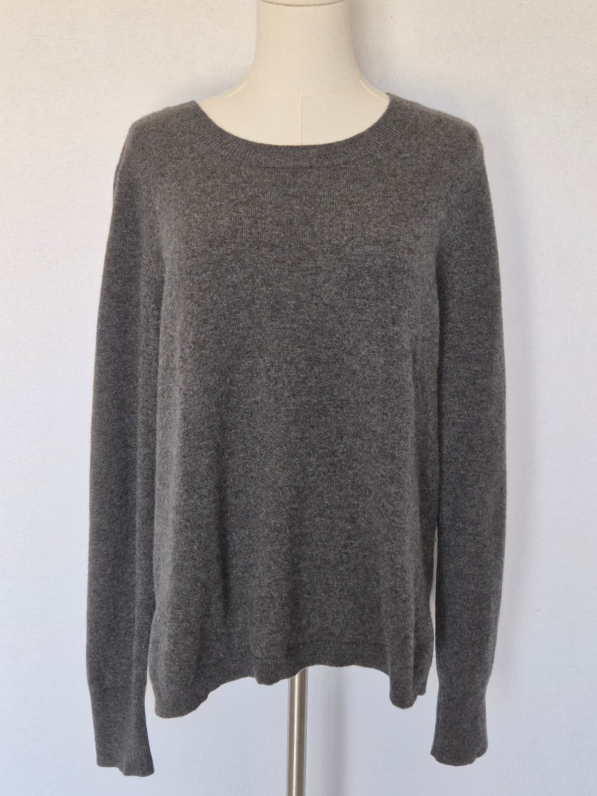 J.Crew Everyday Cashmere Crewneck Sweater Heather Coal Gray Women's L #K1313