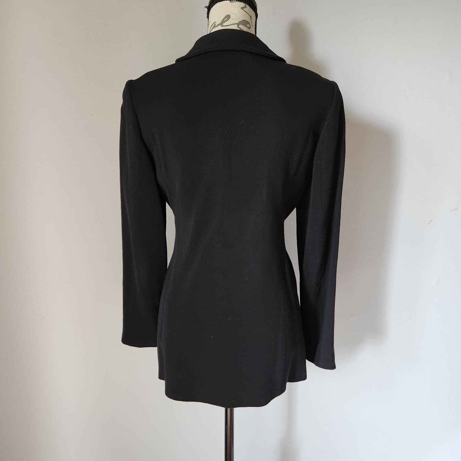 Sui Anna Sui Twill Wool Blend Tie-Waist Jacket Pocket Black Sz.44 Made in Italy - Thumbnail 7