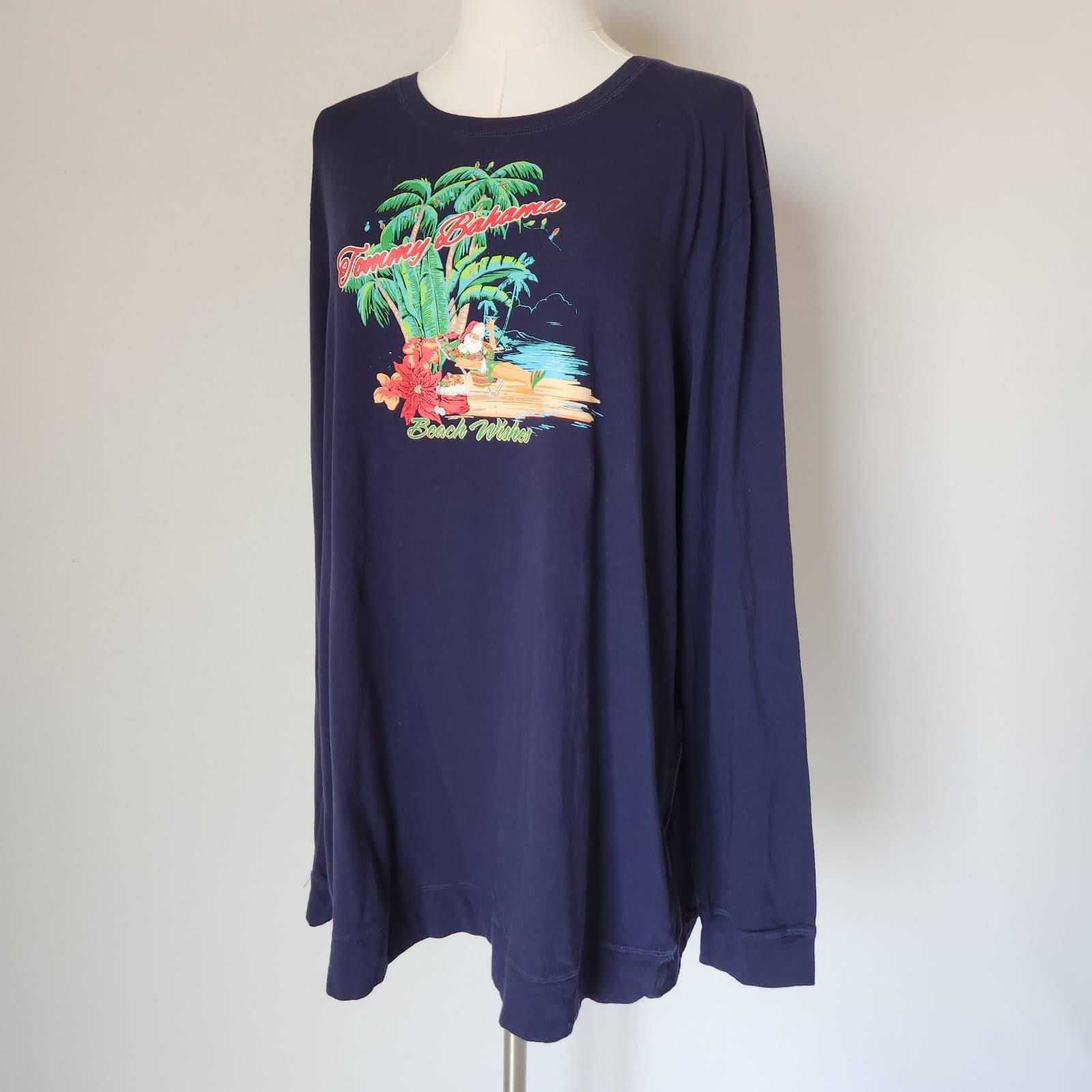 Tommy Bahama Beach Wishes Graphic Pajama Top Long Sleeve Blue Women's L-Tall - Thumbnail 2