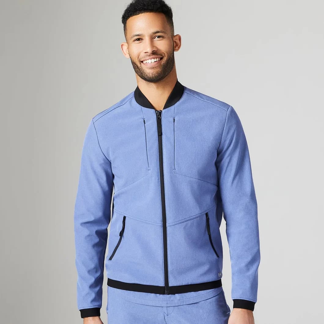 Figs FION e.a.c Recycled Scrub Jacket Fleece Lined Lightweight Zip Blue Men's S - Thumbnail 2