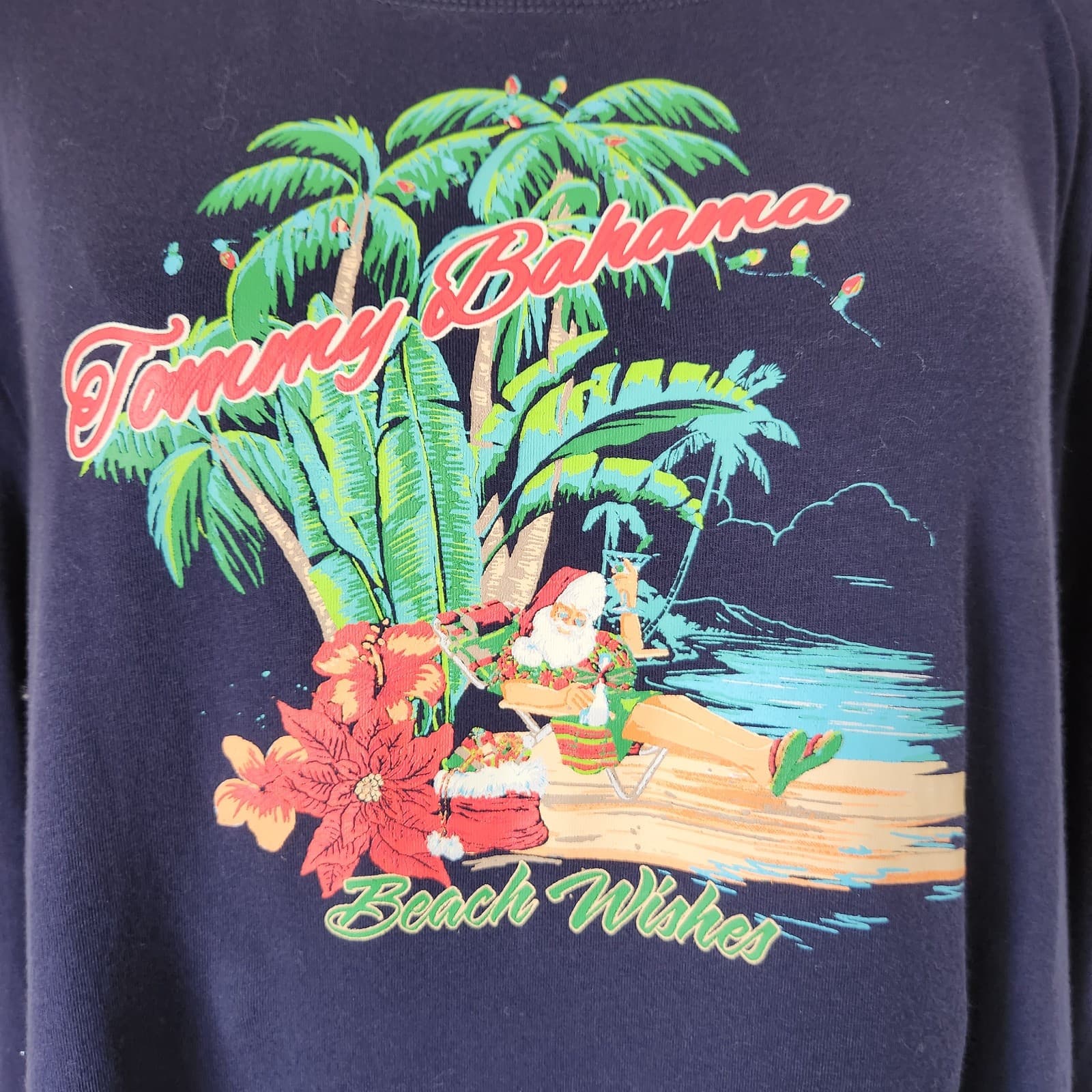 Tommy Bahama Beach Wishes Graphic Pajama Top Long Sleeve Blue Women's L-Tall - Thumbnail 5