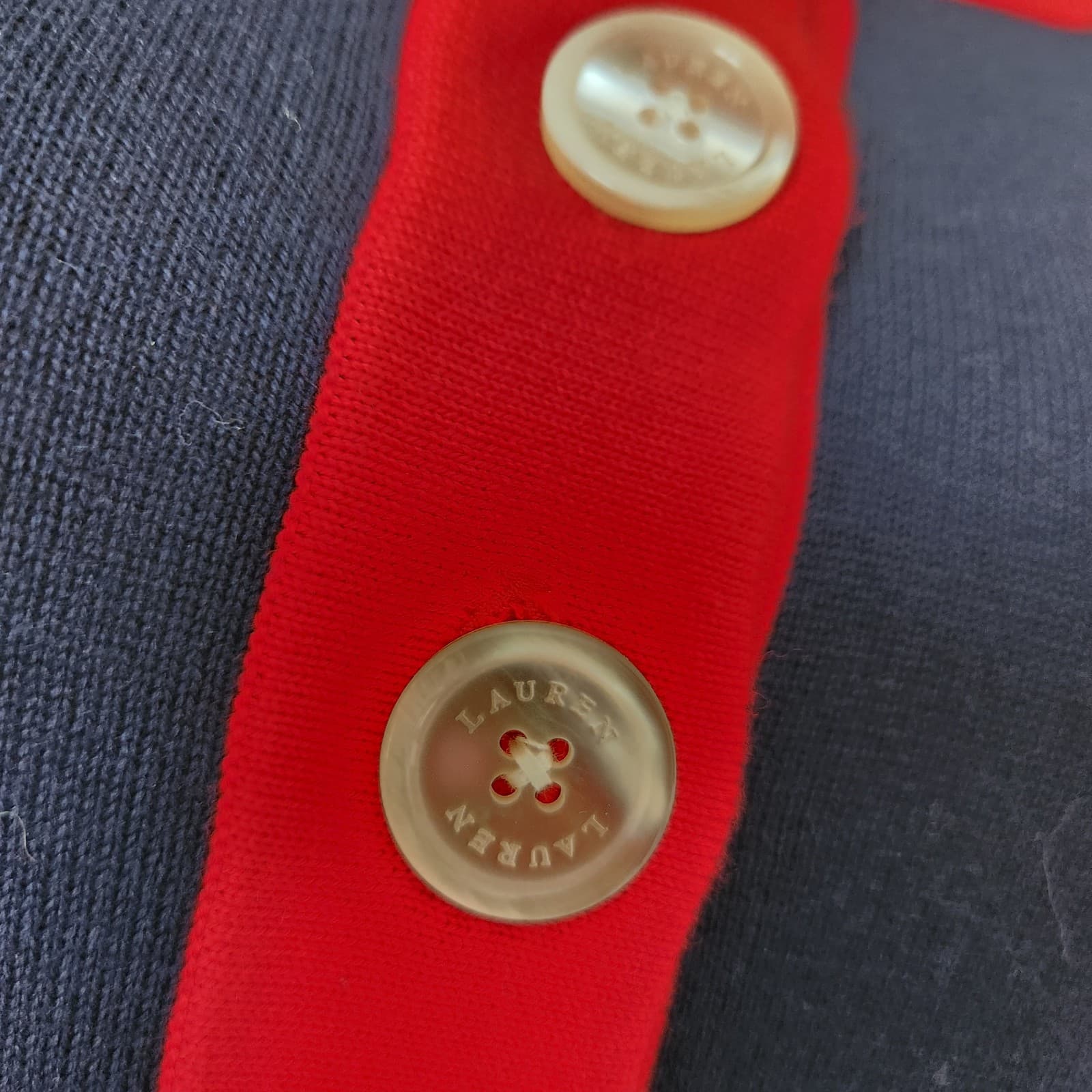 Lauren Ralph Lauren Knit Nautical Sailor Short Sleeve Sweater Navy Red Cotton M - Thumbnail 4