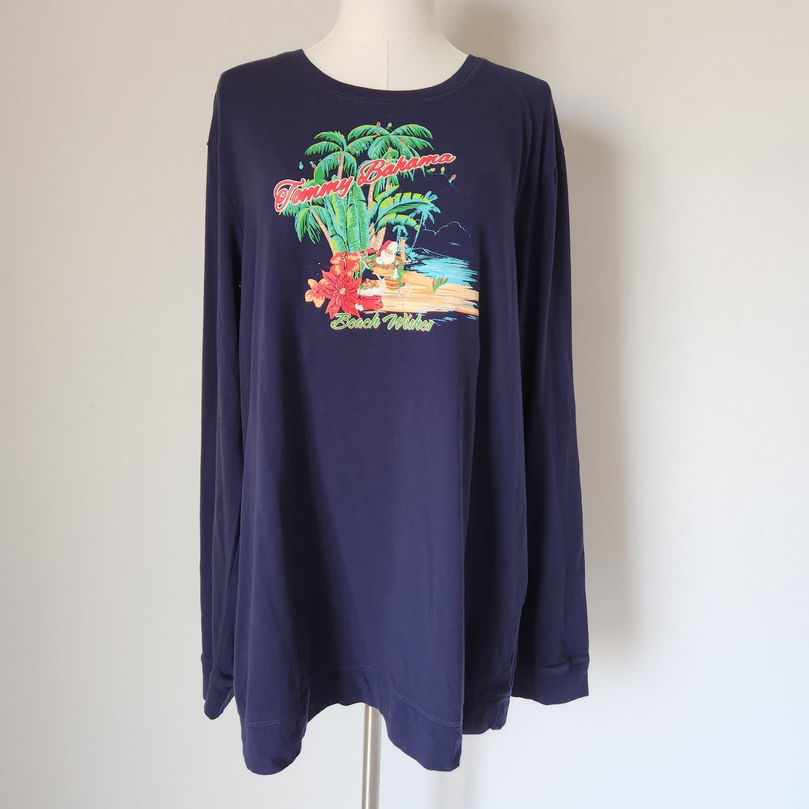 Tommy Bahama Beach Wishes Graphic Pajama Top Long Sleeve Blue Women's L-Tall - Thumbnail 4
