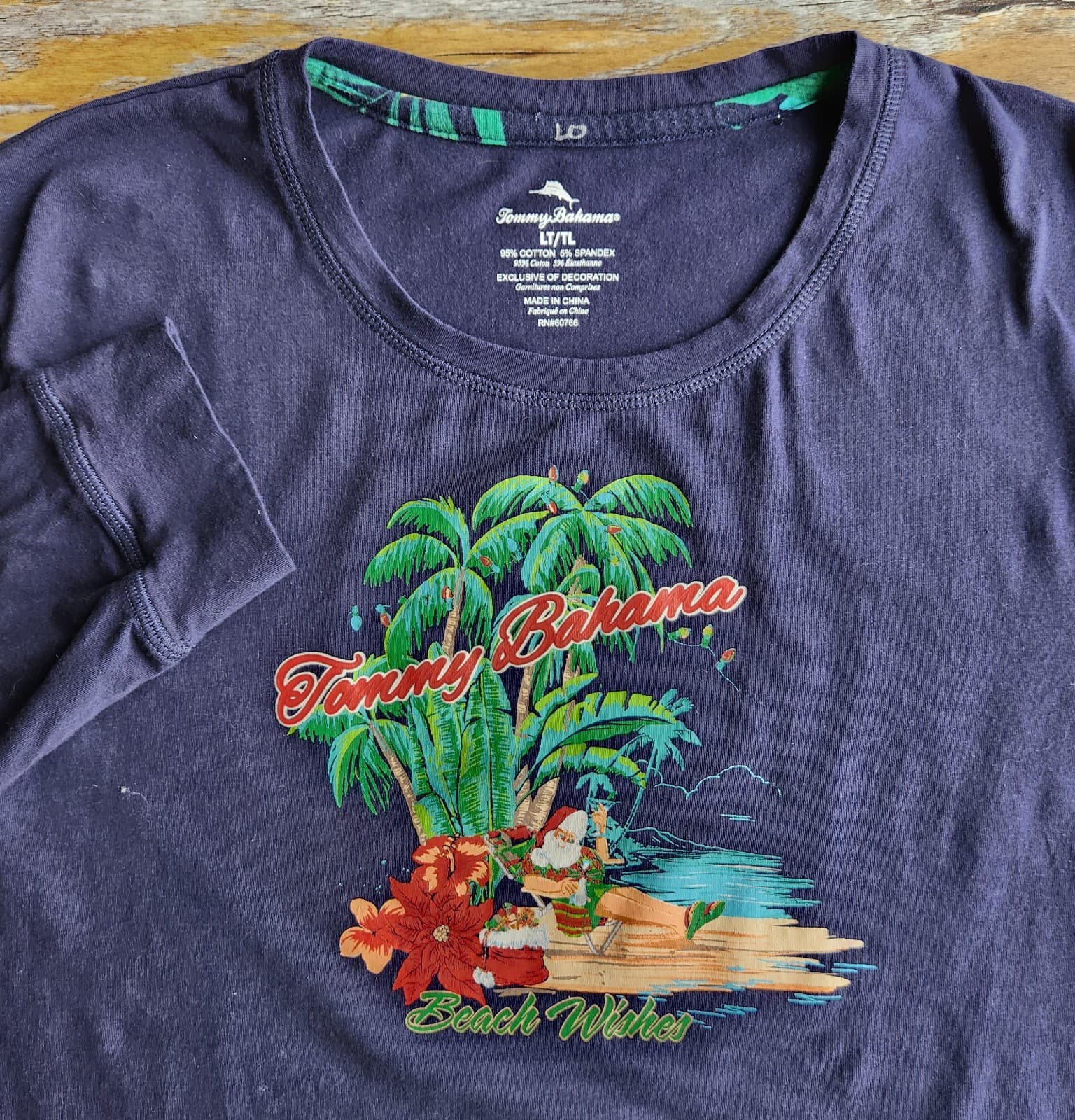 Tommy Bahama Beach Wishes Graphic Pajama Top Long Sleeve Blue Women's L-Tall - Thumbnail 6