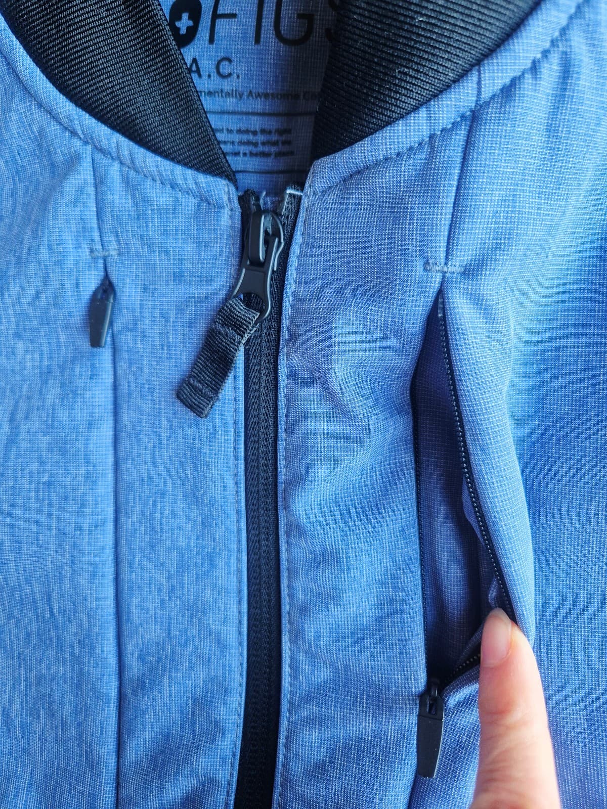 Figs FION e.a.c Recycled Scrub Jacket Fleece Lined Lightweight Zip Blue Men's S - Thumbnail 8