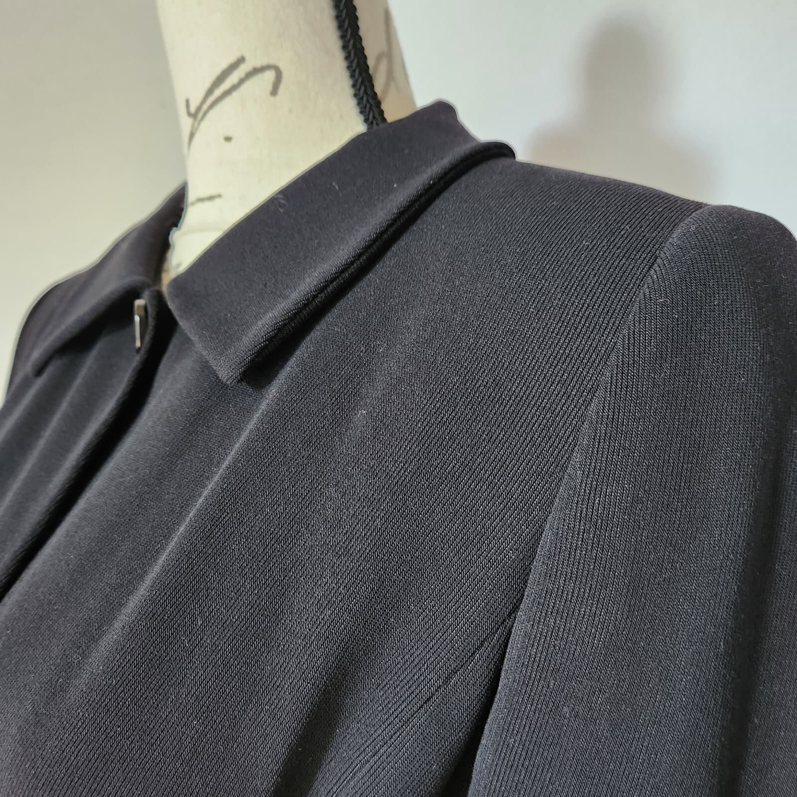 Sui Anna Sui Twill Wool Blend Tie-Waist Jacket Pocket Black Sz.44 Made in Italy - Thumbnail 6